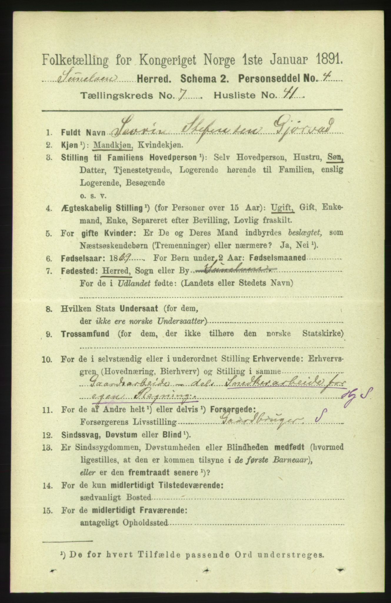 RA, Folketelling 1891 for 1523 Sunnylven herred, 1891, s. 2088