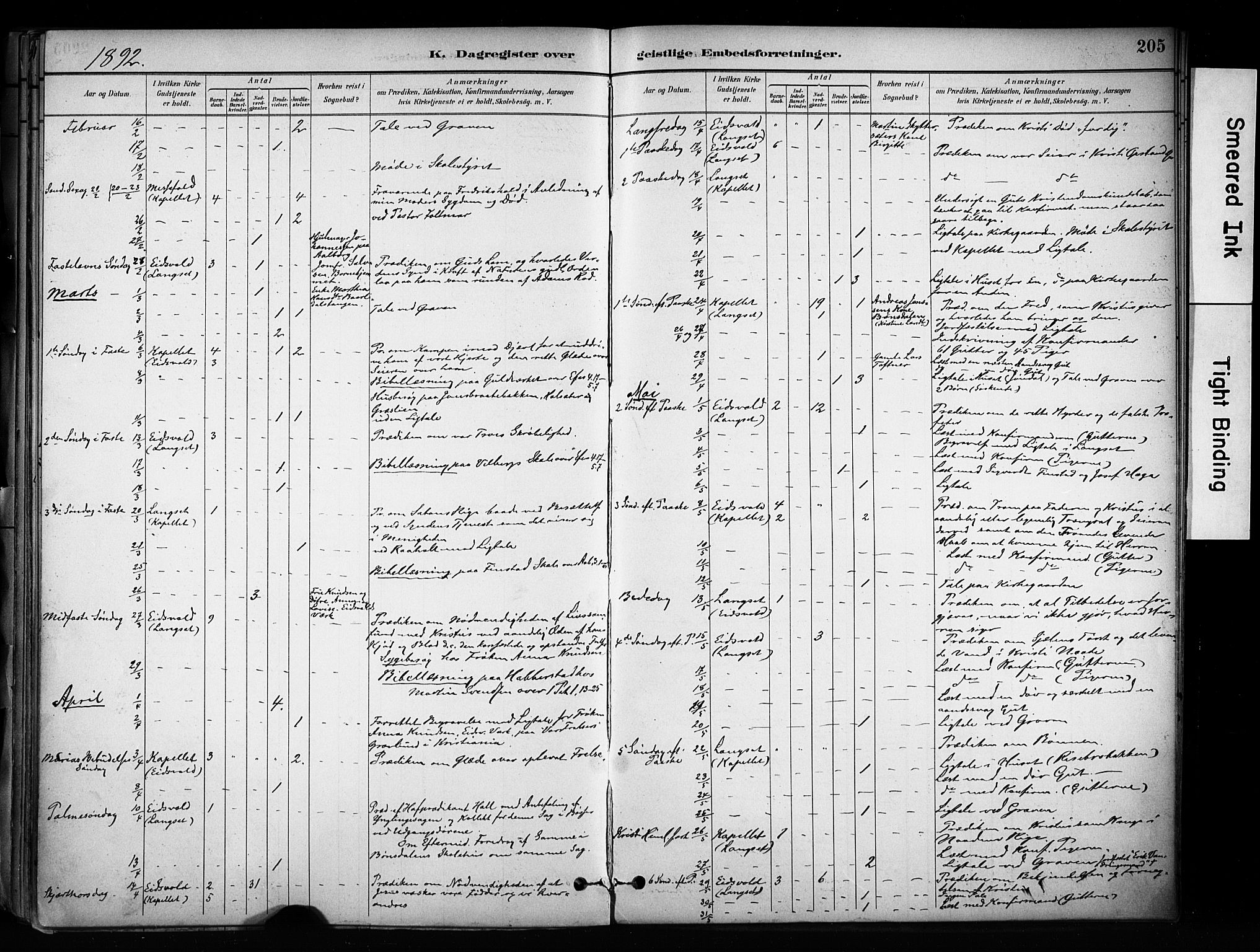 Eidsvoll prestekontor Kirkebøker, AV/SAO-A-10888/F/Fa/L0003: Ministerialbok nr. I 3, 1882-1895, s. 205