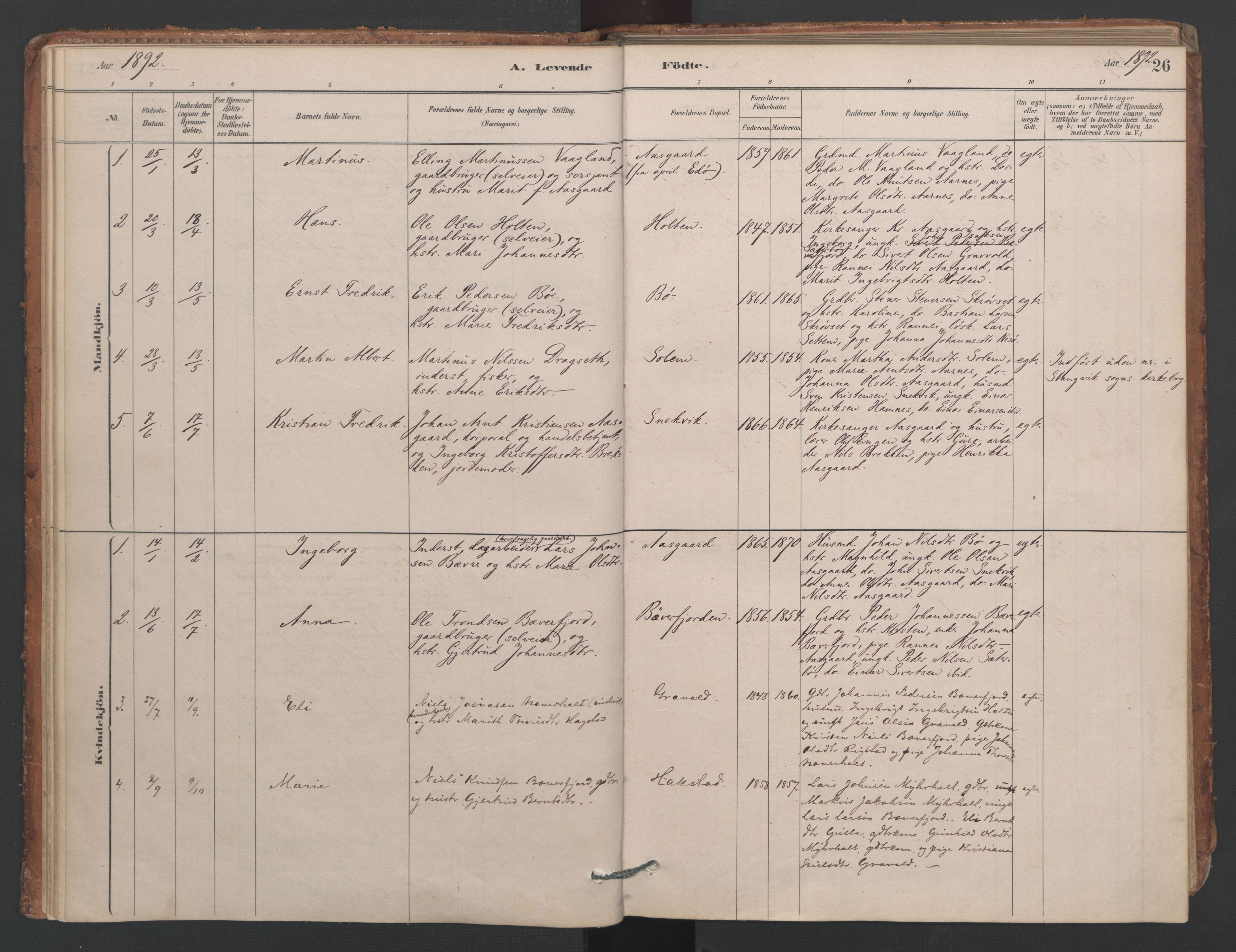 Ministerialprotokoller, klokkerbøker og fødselsregistre - Møre og Romsdal, AV/SAT-A-1454/594/L1036: Ministerialbok nr. 594A02 (?), 1879-1910, s. 26