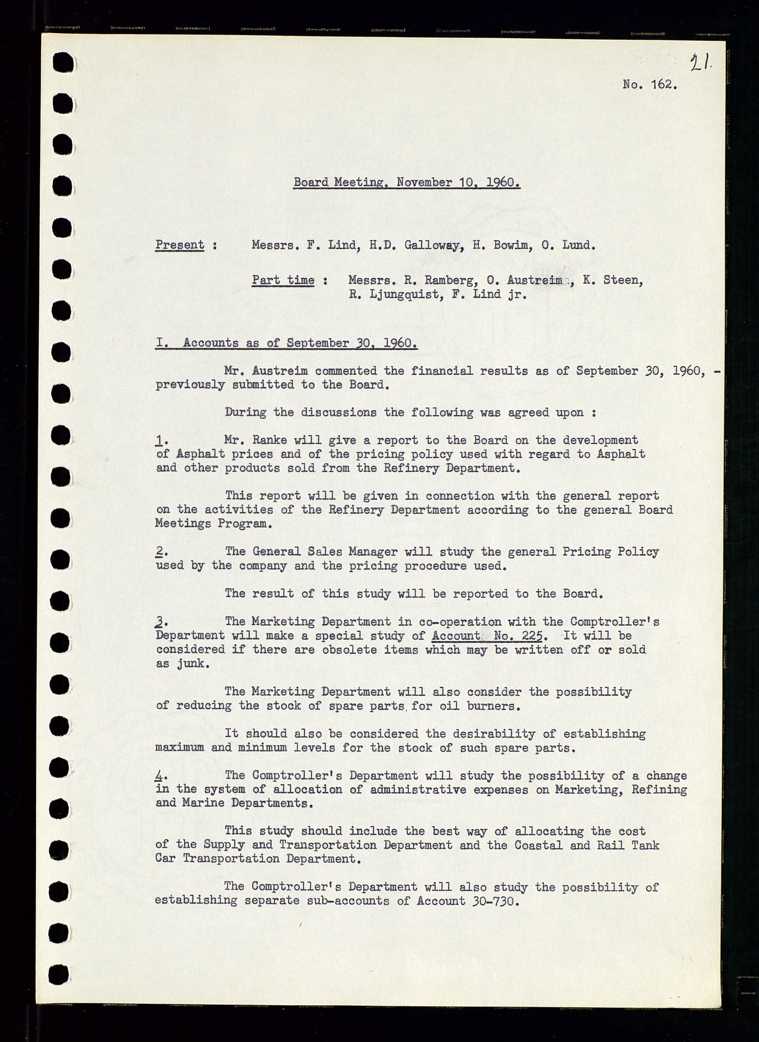 Pa 0982 - Esso Norge A/S, AV/SAST-A-100448/A/Aa/L0001/0002: Den administrerende direksjon Board minutes (styrereferater) / Den administrerende direksjon Board minutes (styrereferater), 1960-1961, s. 68