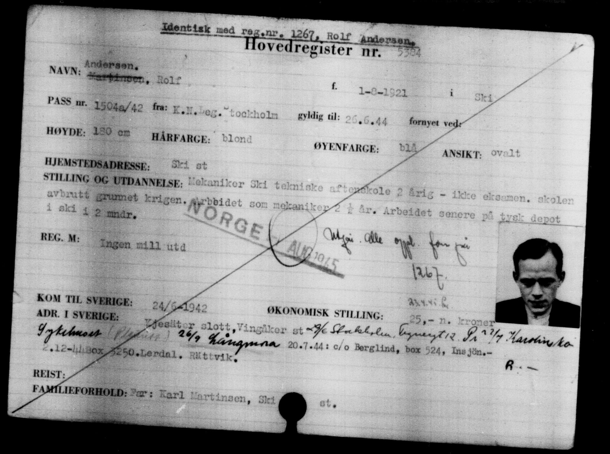 Den Kgl. Norske Legasjons Flyktningskontor, AV/RA-S-6753/V/Va/L0004: Kjesäterkartoteket.  Flyktningenr. 3496-6610, 1940-1945, s. 2178