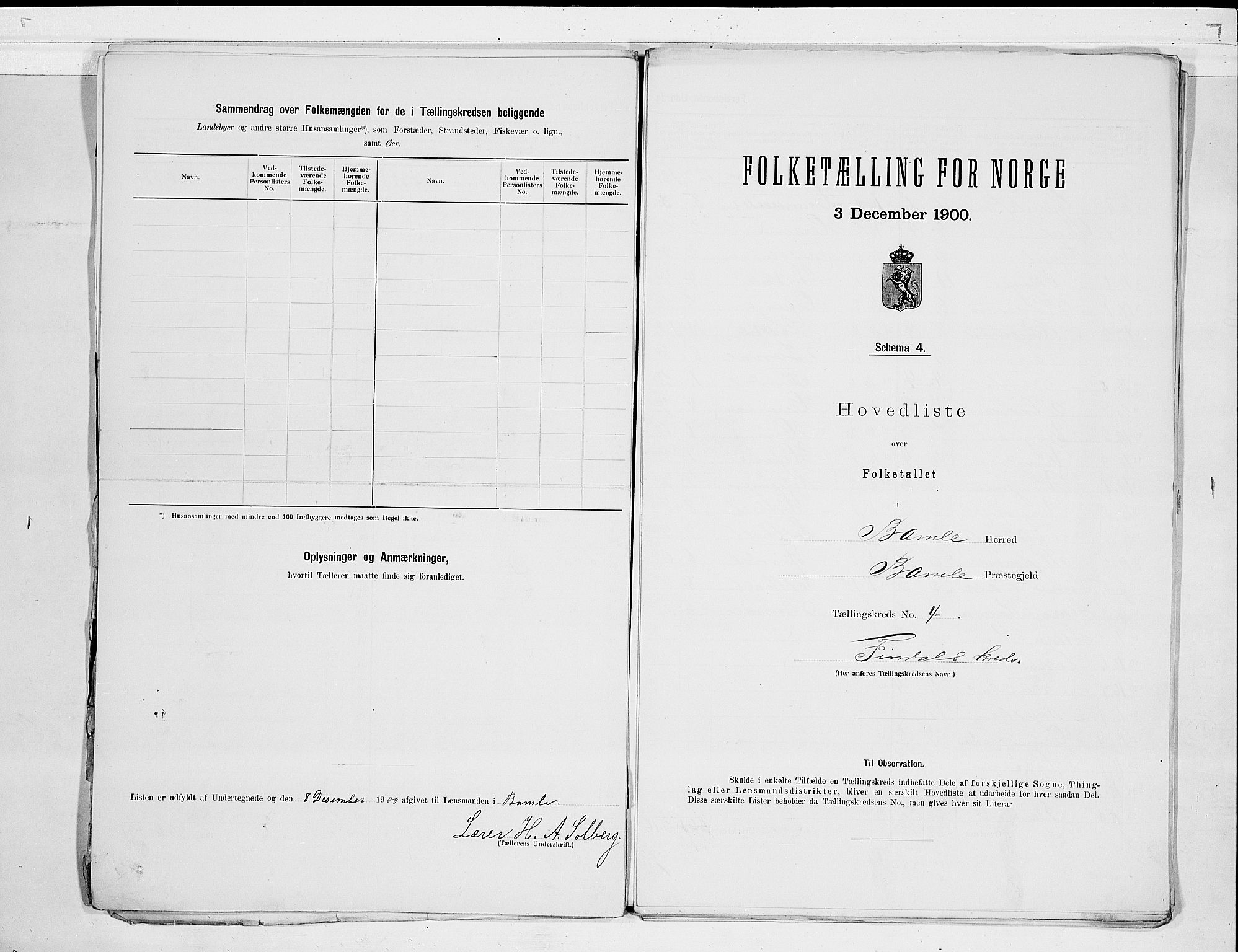 SAKO, Folketelling 1900 for 0814 Bamble herred, 1900, s. 10