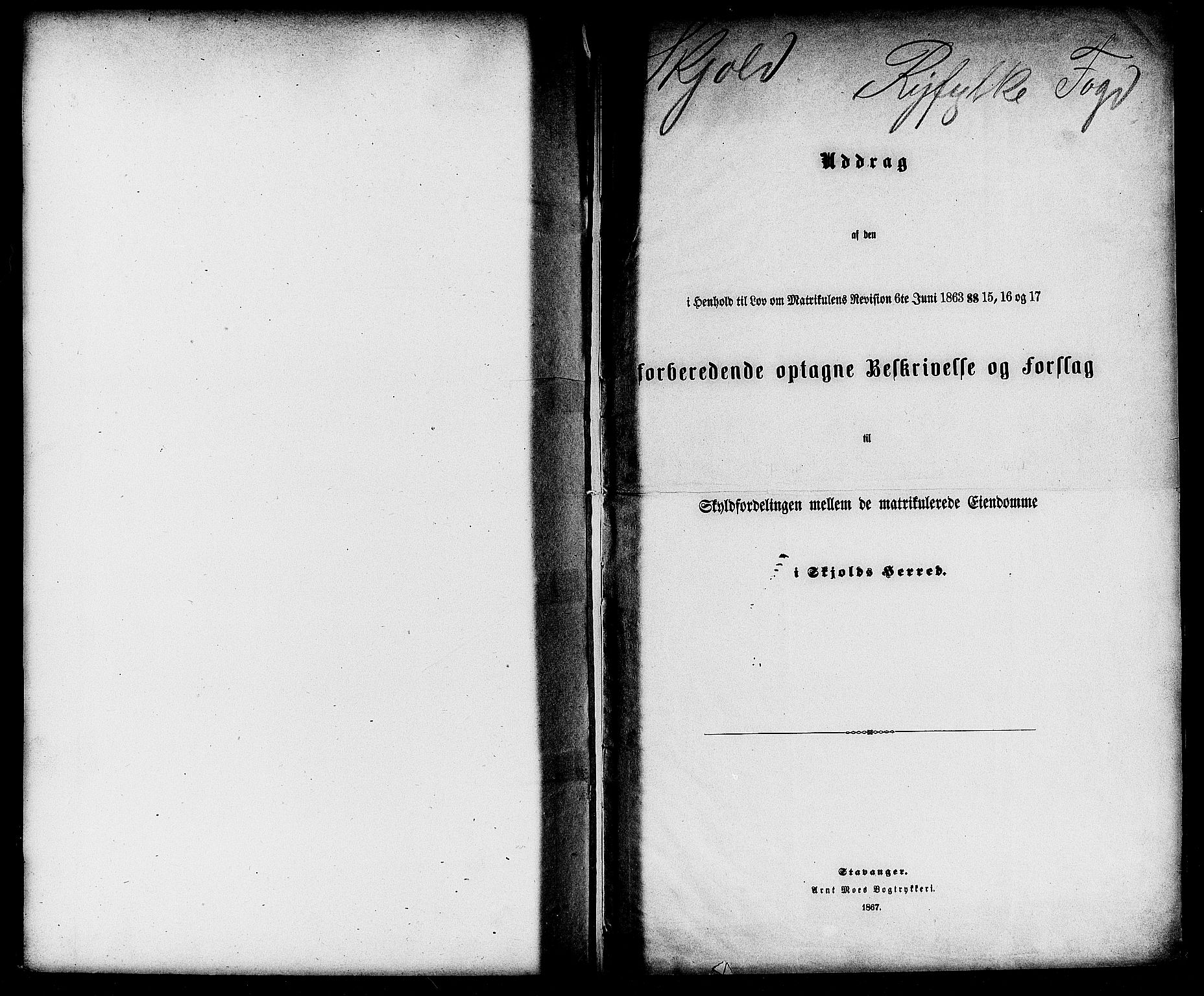 Matrikkelrevisjonen av 1863, RA/S-1530/F/Fe/L0221: Skjold (Vats), 1863