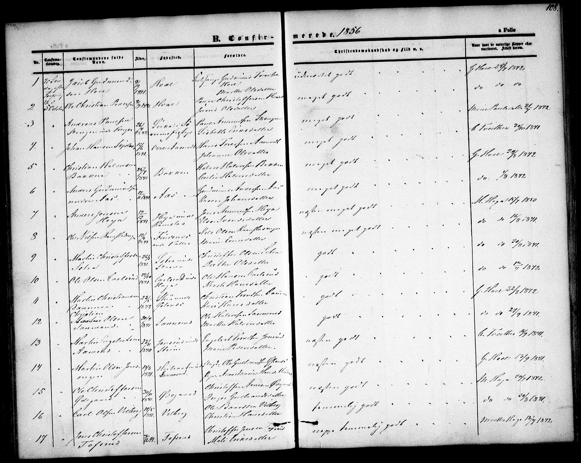 Fet prestekontor Kirkebøker, AV/SAO-A-10370a/F/Fa/L0010: Ministerialbok nr. I 10, 1847-1859, s. 108