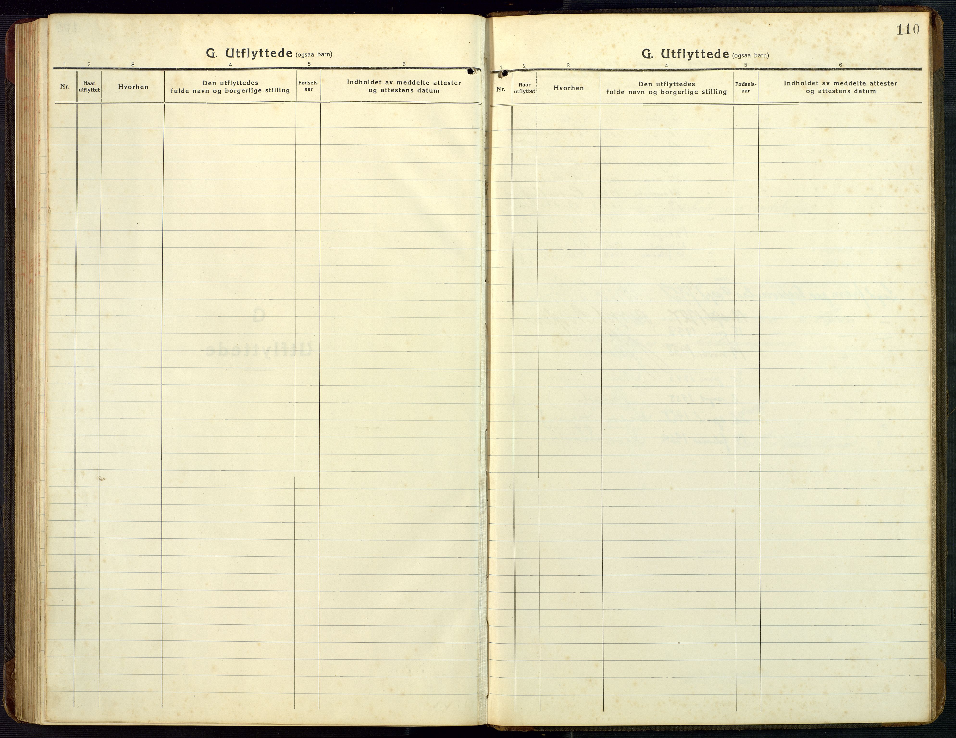 Bygland sokneprestkontor, SAK/1111-0006/F/Fb/Fba/L0003: Klokkerbok nr. B 3, 1920-1974, s. 110