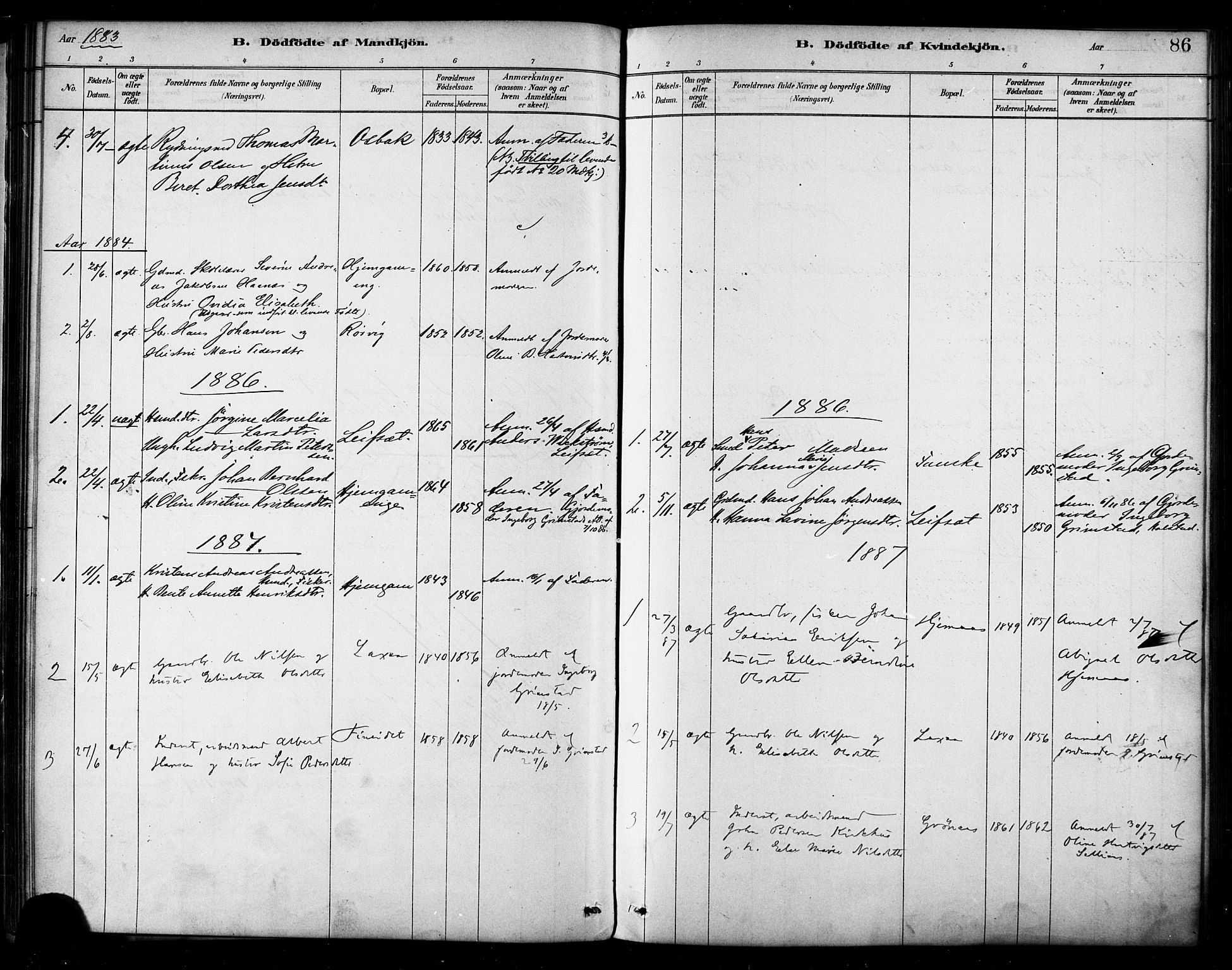 Ministerialprotokoller, klokkerbøker og fødselsregistre - Nordland, SAT/A-1459/849/L0689: Ministerialbok nr. 849A01, 1879-1889, s. 86