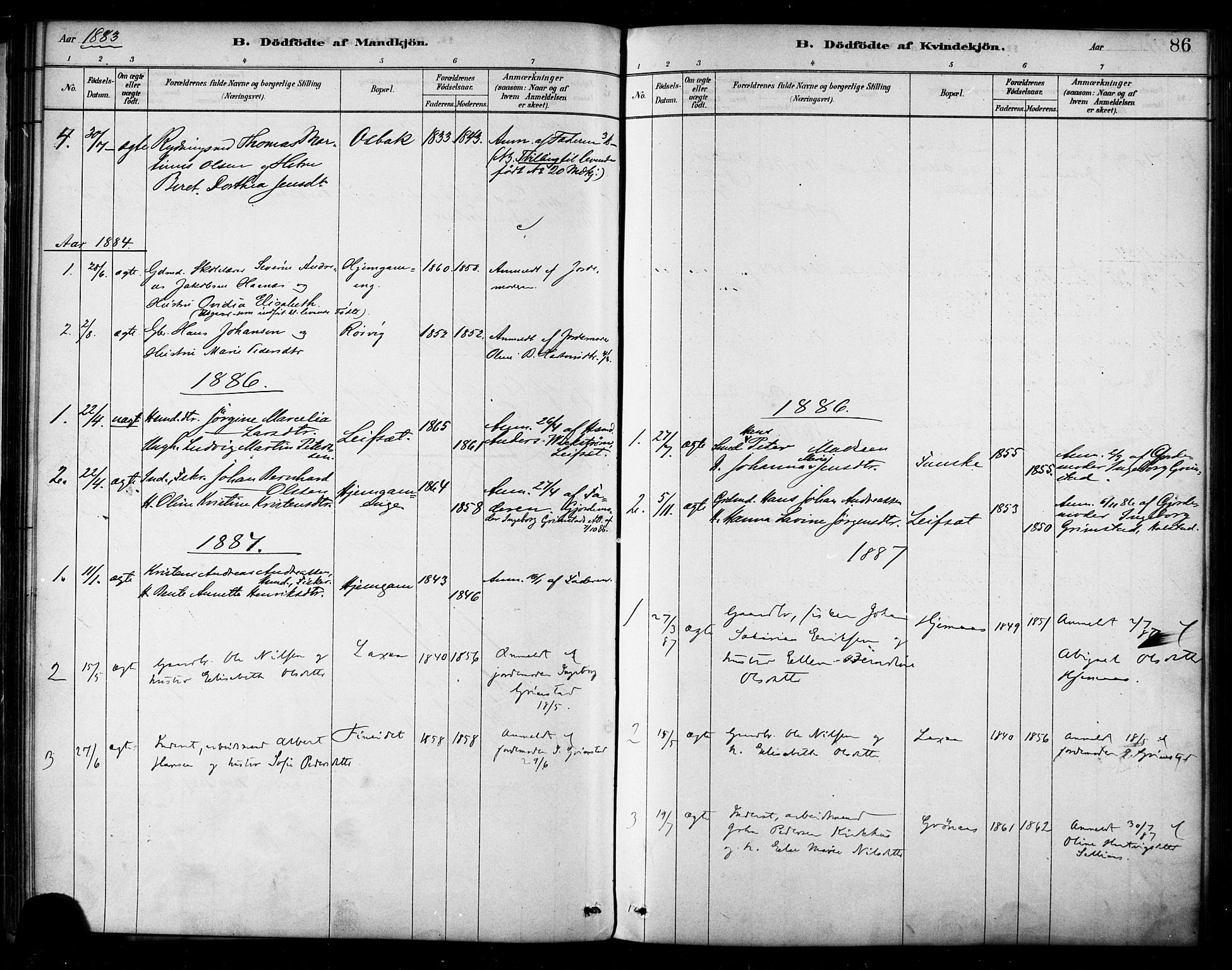 Ministerialprotokoller, klokkerbøker og fødselsregistre - Nordland, AV/SAT-A-1459/849/L0689: Ministerialbok nr. 849A01, 1879-1889, s. 86