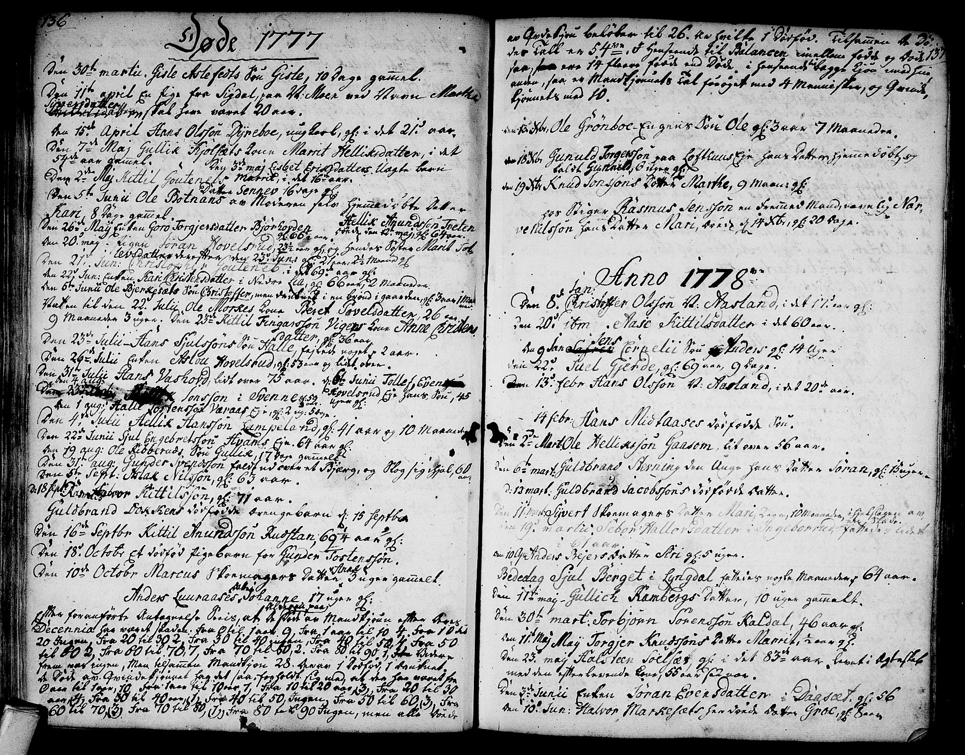 Flesberg kirkebøker, SAKO/A-18/F/Fa/L0003: Ministerialbok nr. I 3, 1748-1790, s. 136-137