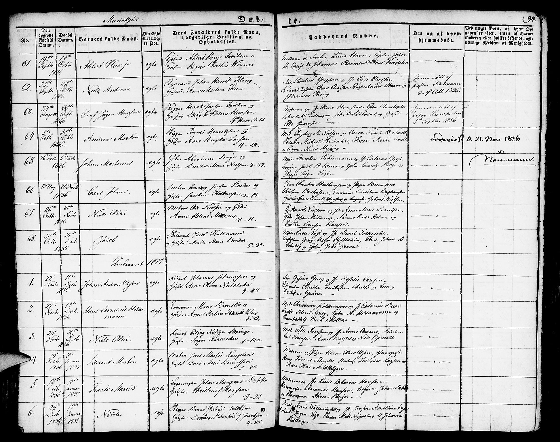 Nykirken Sokneprestembete, AV/SAB-A-77101/H/Haa/L0012: Ministerialbok nr. A 12, 1821-1844, s. 94