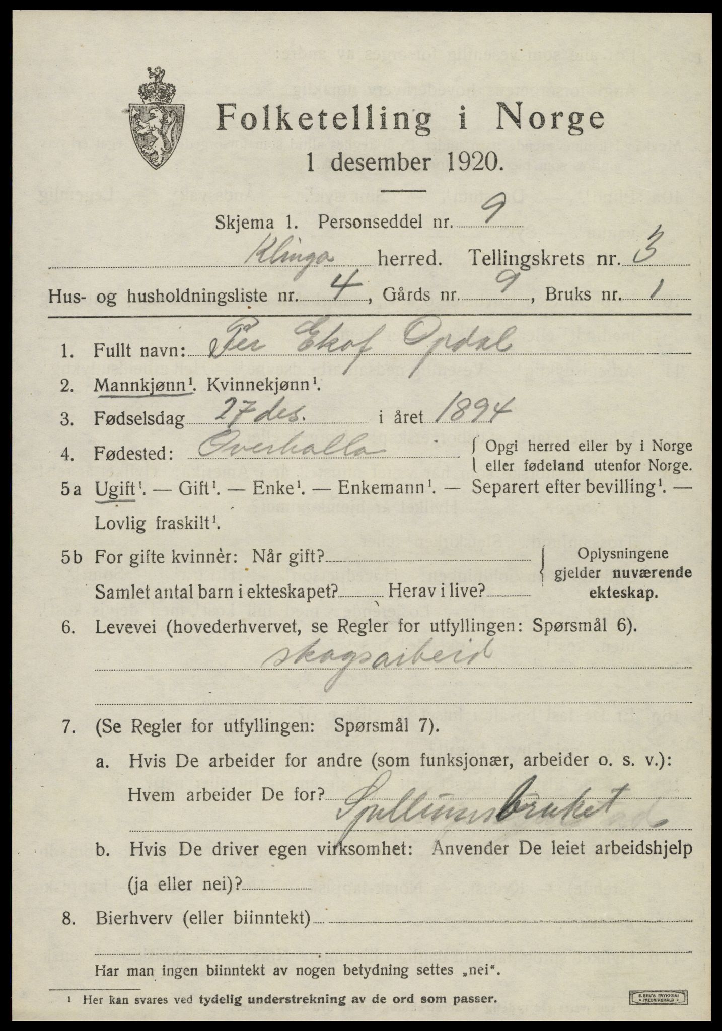 SAT, Folketelling 1920 for 1746 Klinga herred, 1920, s. 2125