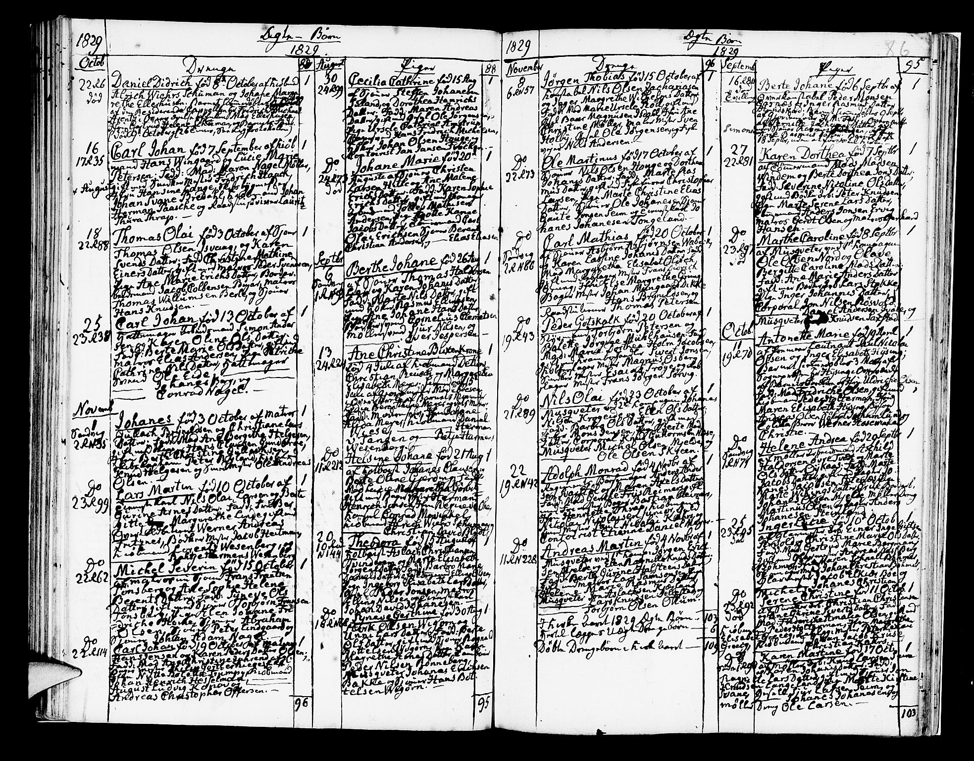 Korskirken sokneprestembete, SAB/A-76101/H/Hab: Klokkerbok nr. A 4, 1820-1832, s. 86