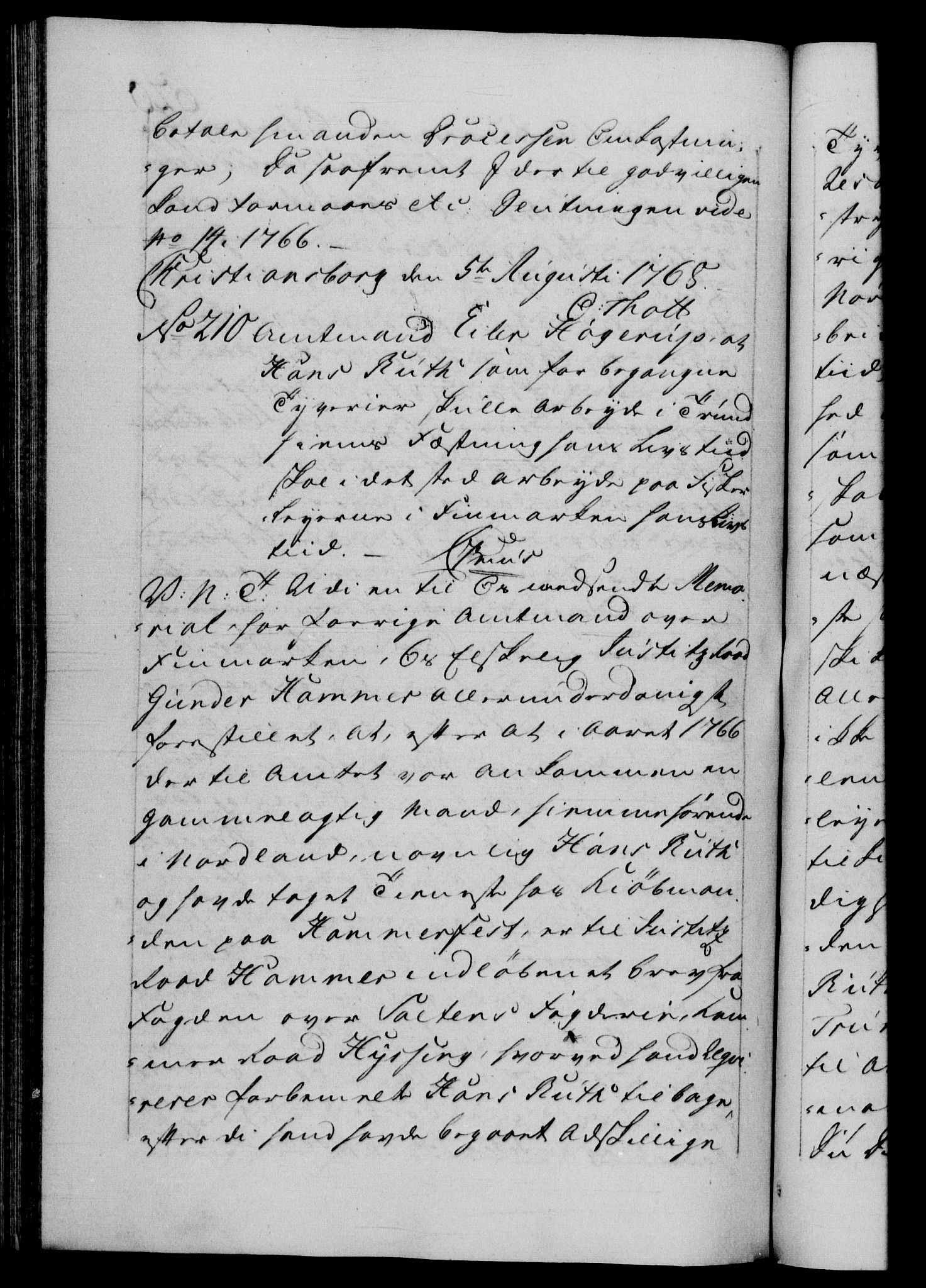 Danske Kanselli 1572-1799, AV/RA-EA-3023/F/Fc/Fca/Fcab/L0038: Norske tegnelser, 1766-1768, s. 620b