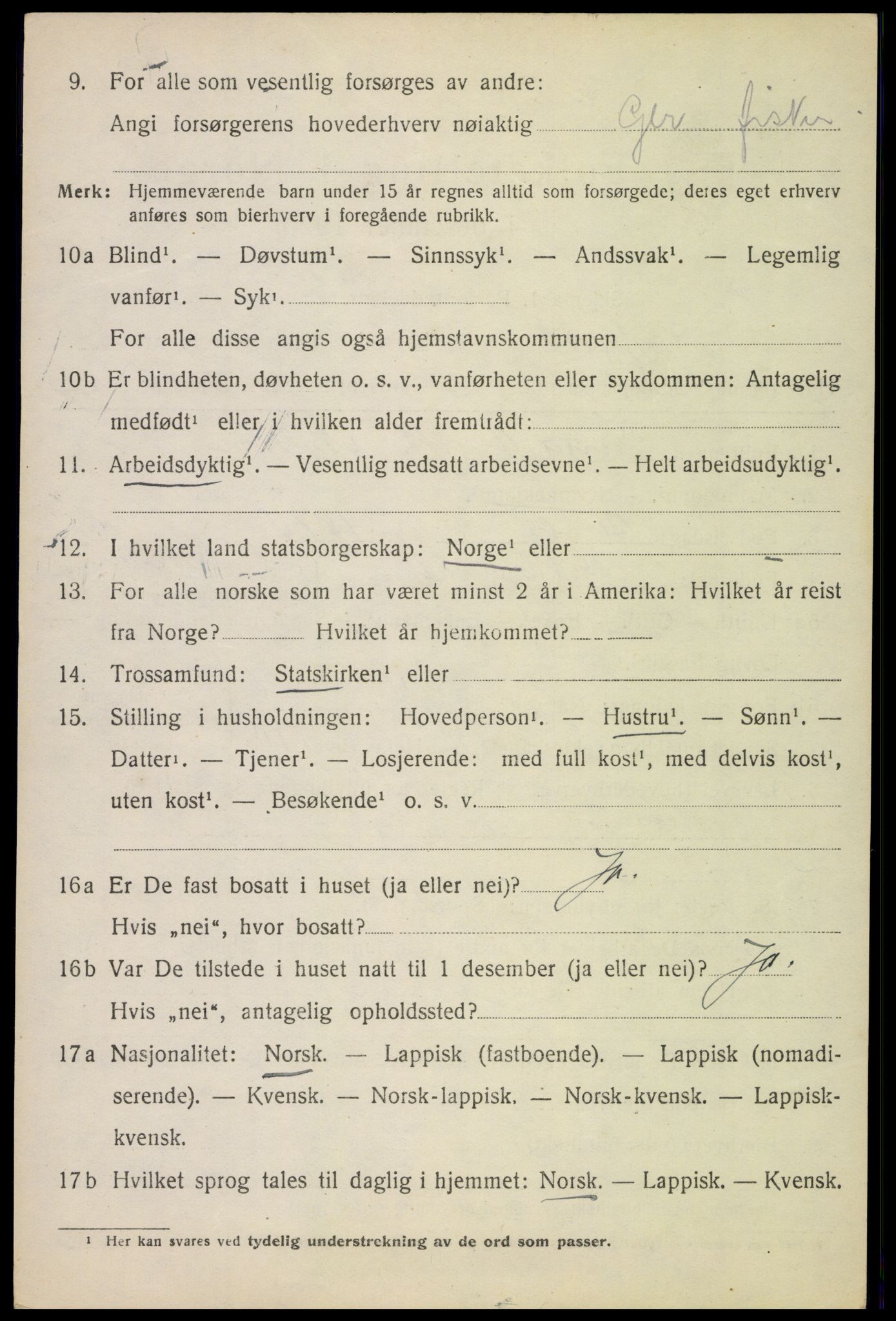 SAT, Folketelling 1920 for 1850 Tysfjord herred, 1920, s. 3090