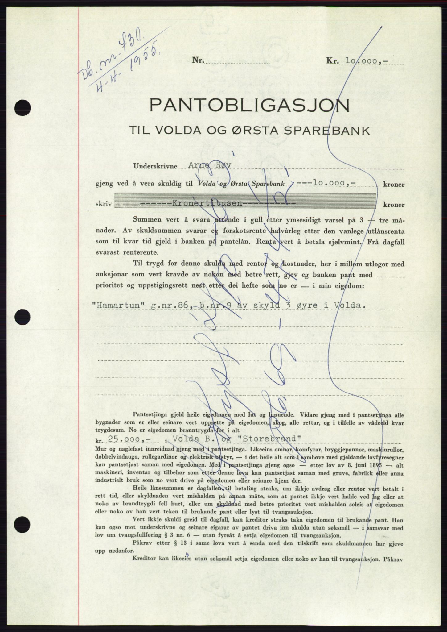 Søre Sunnmøre sorenskriveri, AV/SAT-A-4122/1/2/2C/L0126: Pantebok nr. 14B, 1954-1955, Dagboknr: 730/1955