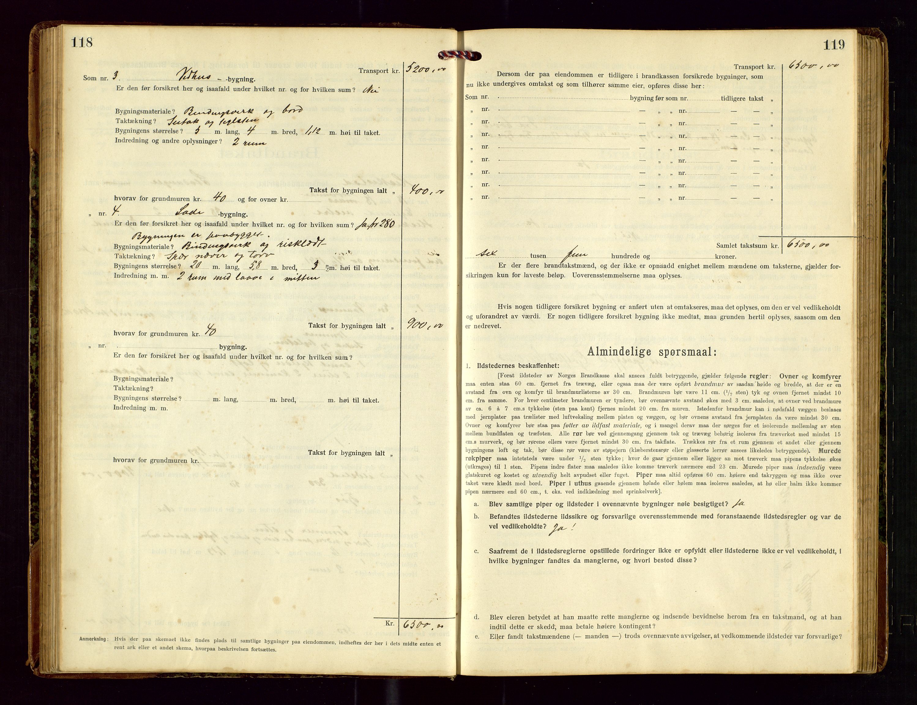 Heskestad lensmannskontor, AV/SAST-A-100304/Gob/L0002: "Brandtakstprotokol", 1915-1922, s. 118-119