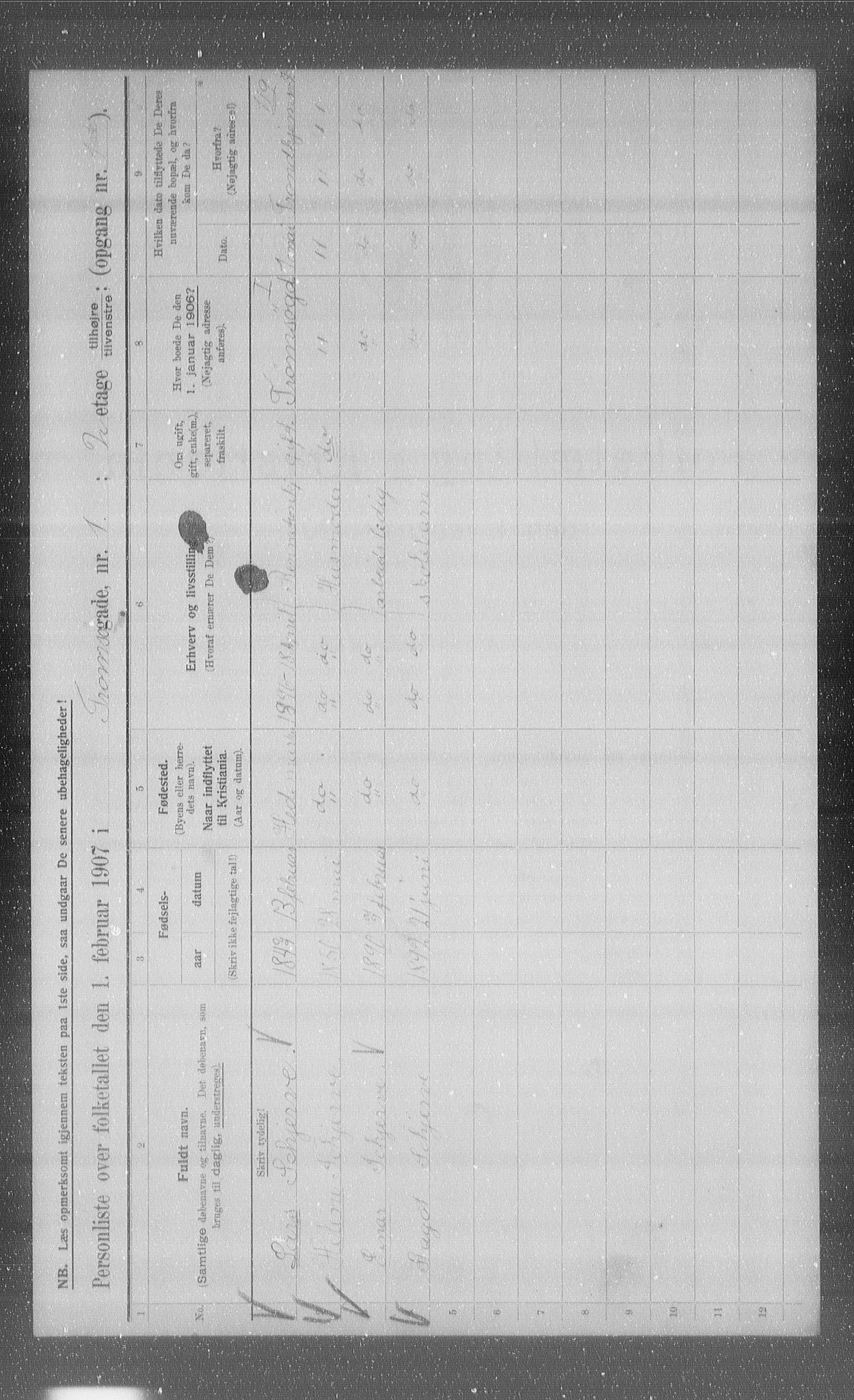 OBA, Kommunal folketelling 1.2.1907 for Kristiania kjøpstad, 1907, s. 58793