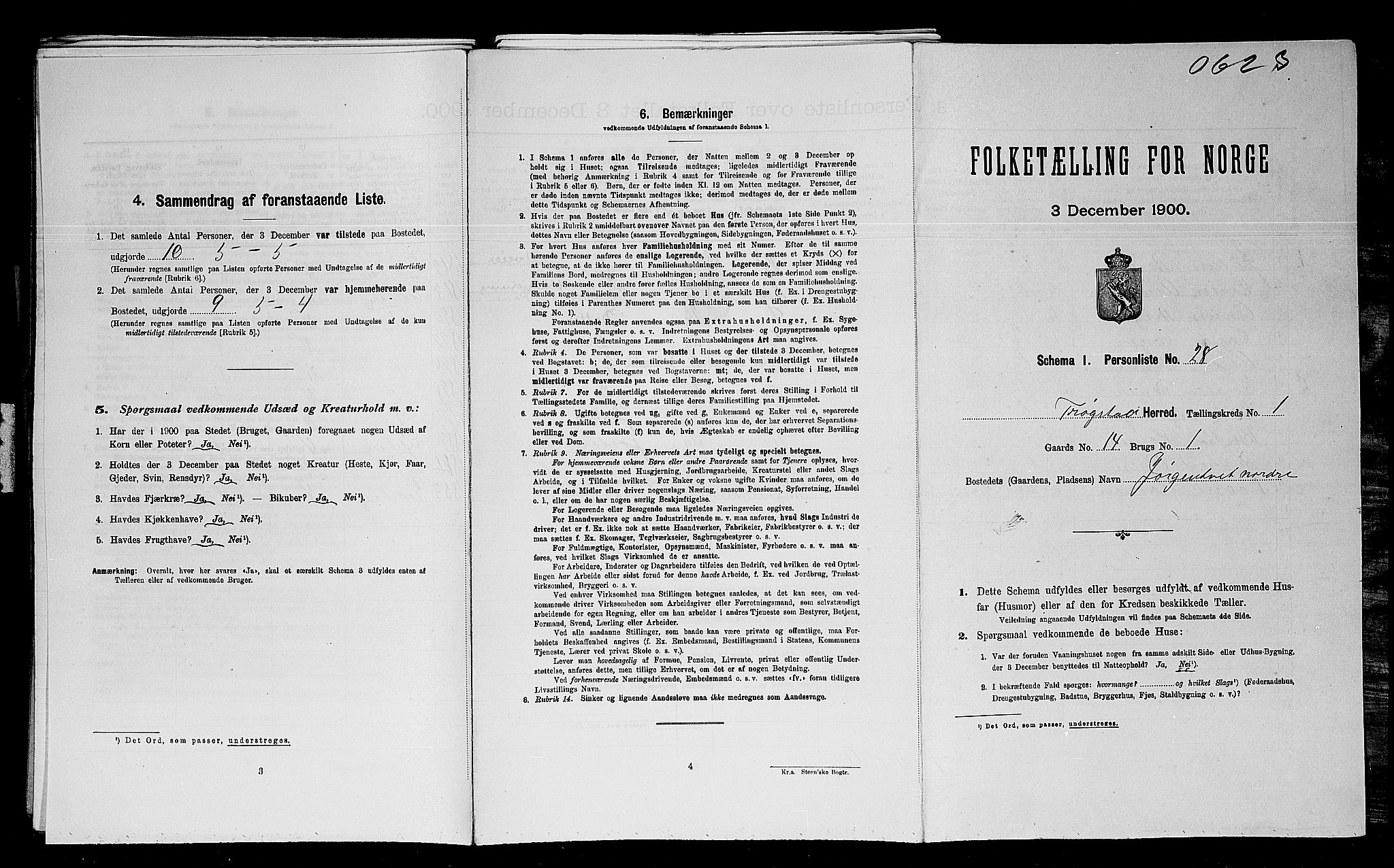 SAO, Folketelling 1900 for 0122 Trøgstad herred, 1900