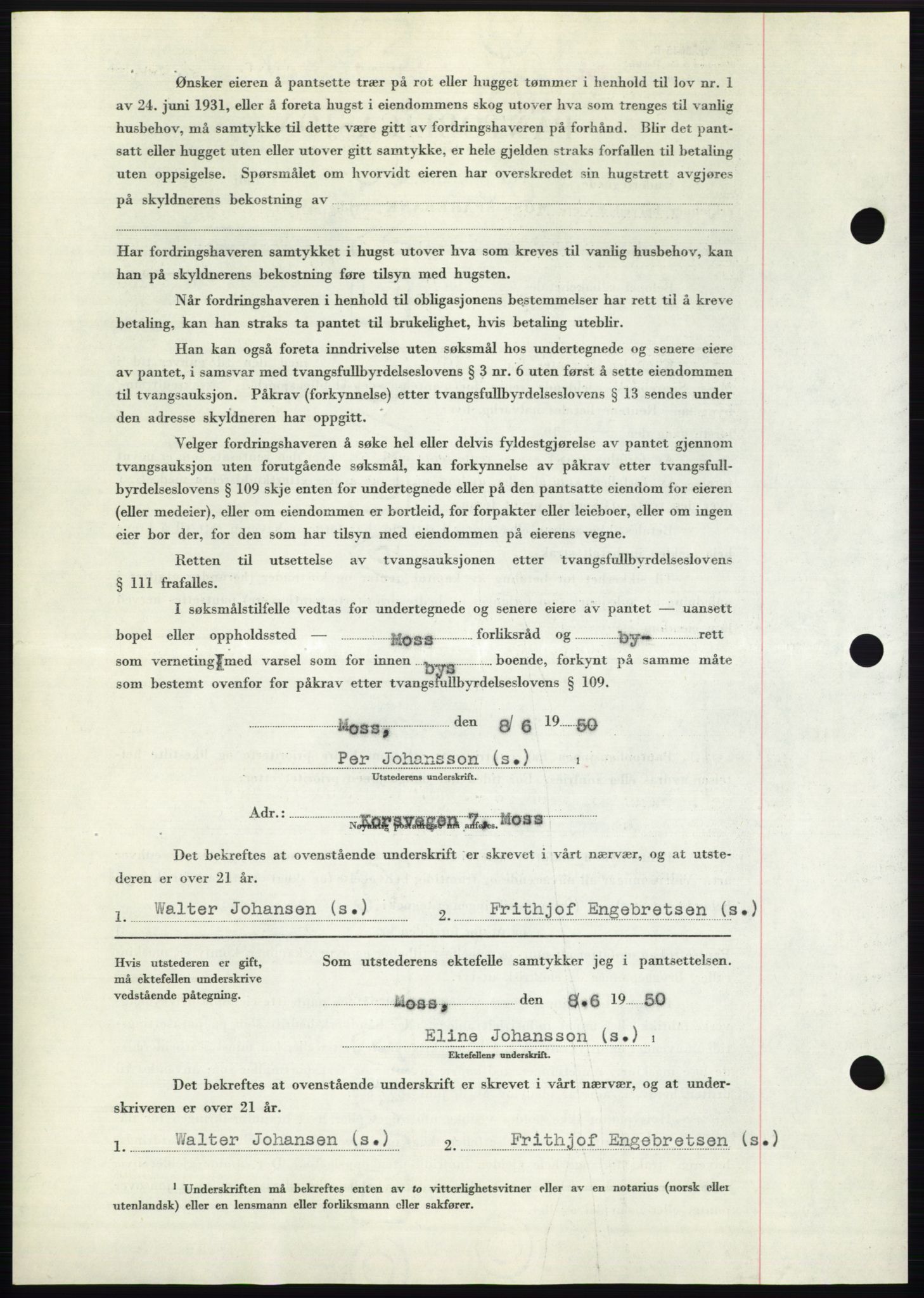 Moss sorenskriveri, AV/SAO-A-10168: Pantebok nr. B24, 1950-1950, Dagboknr: 1707/1950