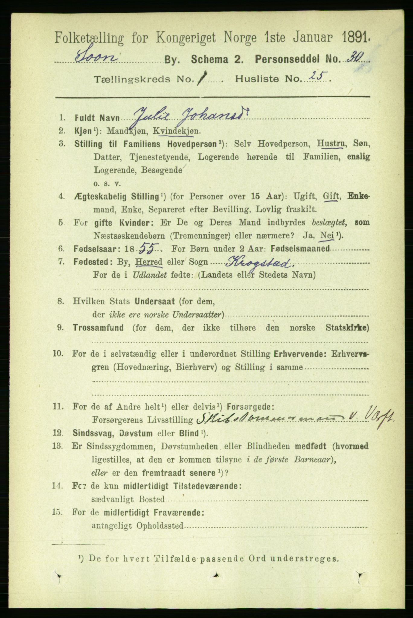 RA, Folketelling 1891 for 0201 Son ladested, 1891, s. 199