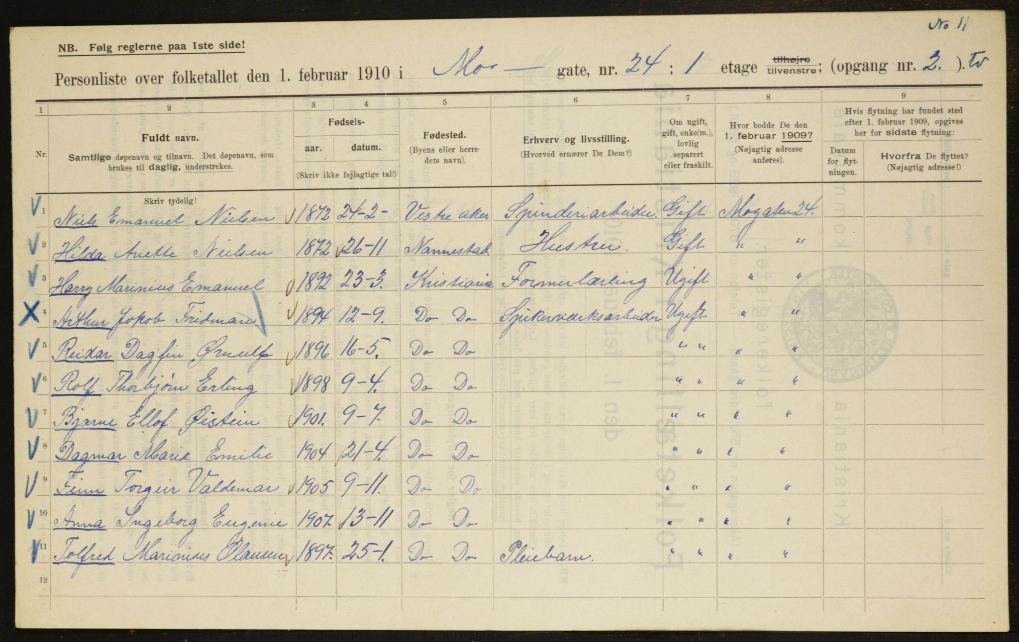 OBA, Kommunal folketelling 1.2.1910 for Kristiania, 1910, s. 63470