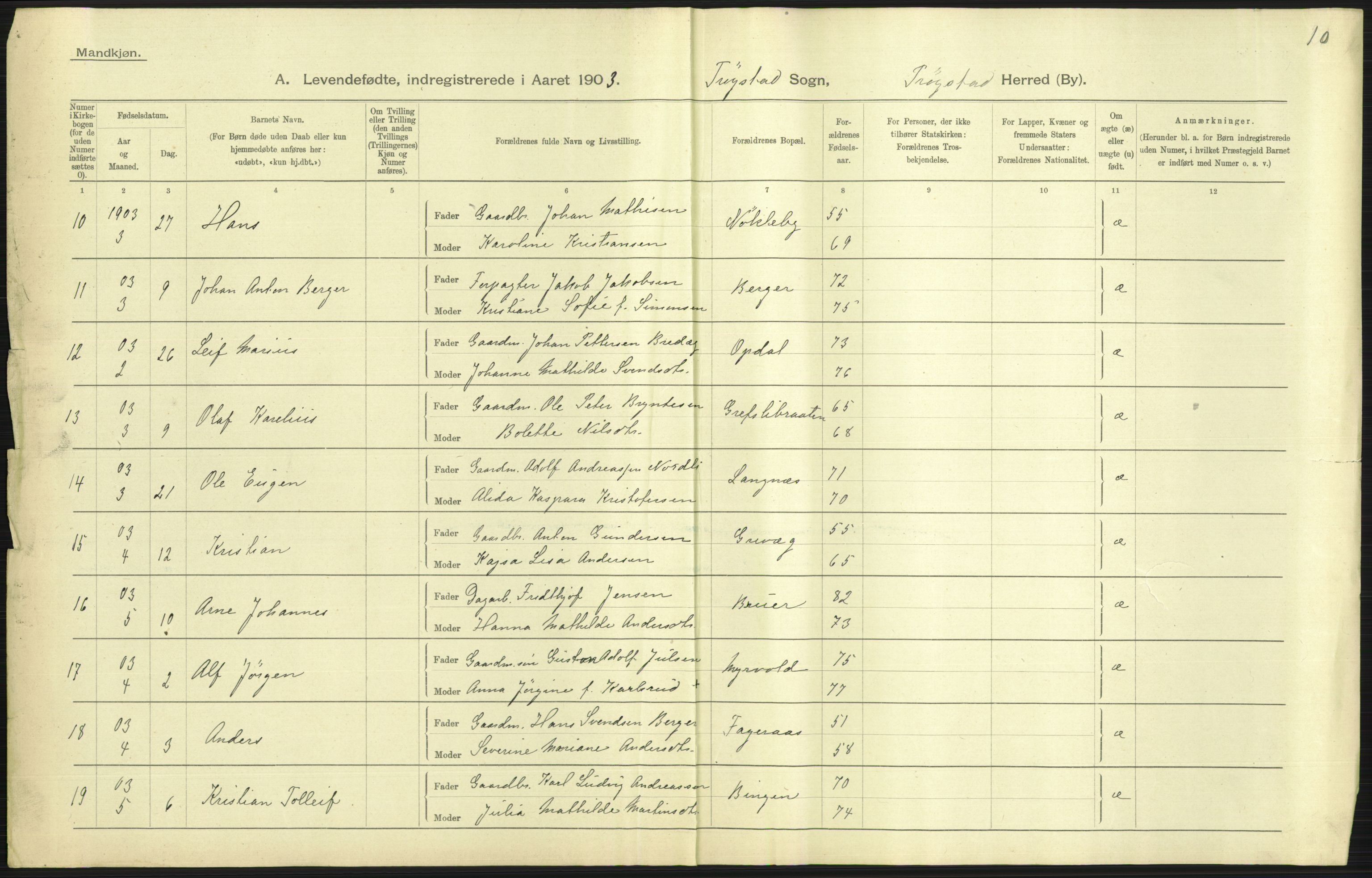 Statistisk sentralbyrå, Sosiodemografiske emner, Befolkning, AV/RA-S-2228/D/Df/Dfa/Dfaa/L0001: Smålenenes amt: Fødte, gifte, døde, 1903, s. 353