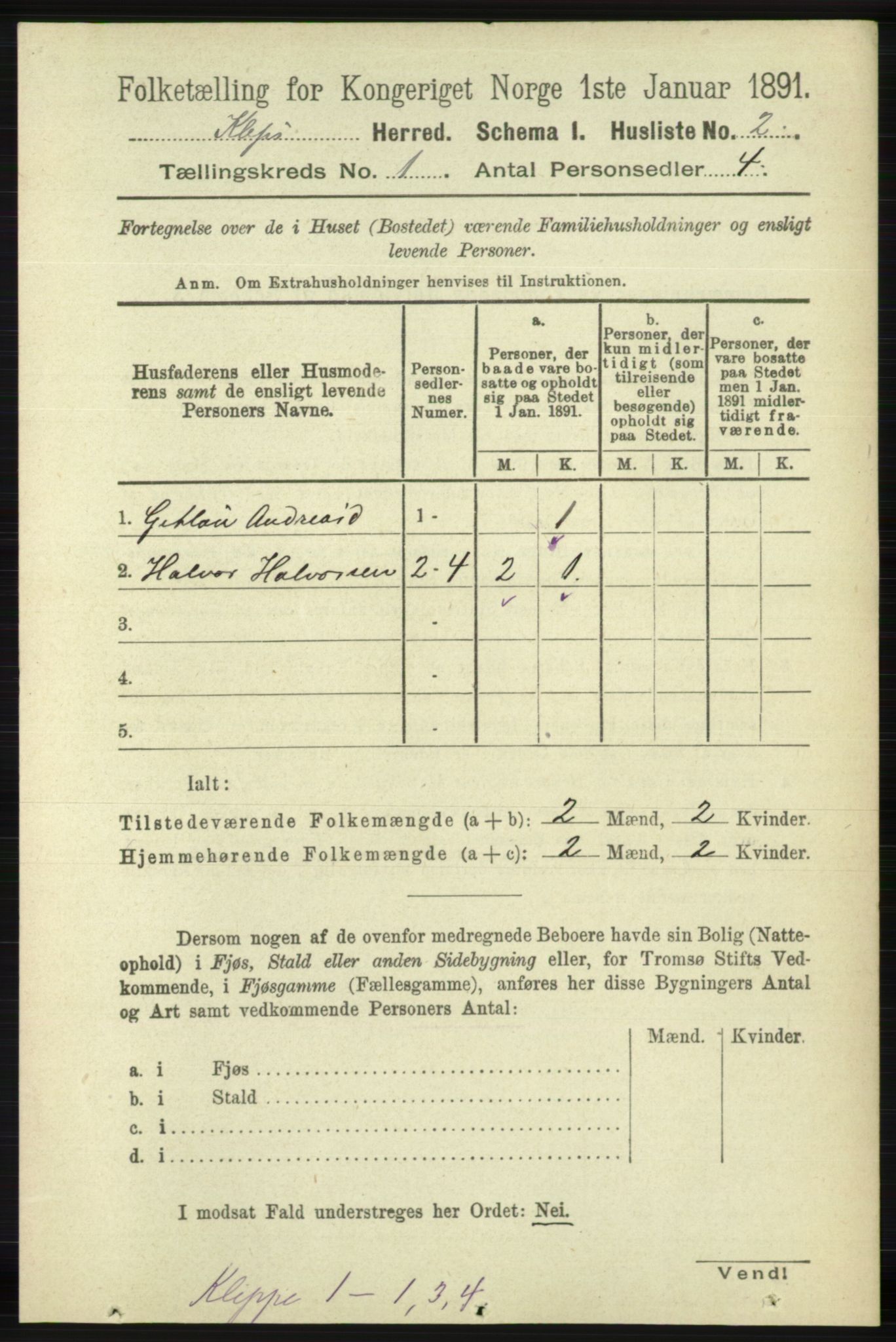 RA, Folketelling 1891 for 1120 Klepp herred, 1891, s. 29