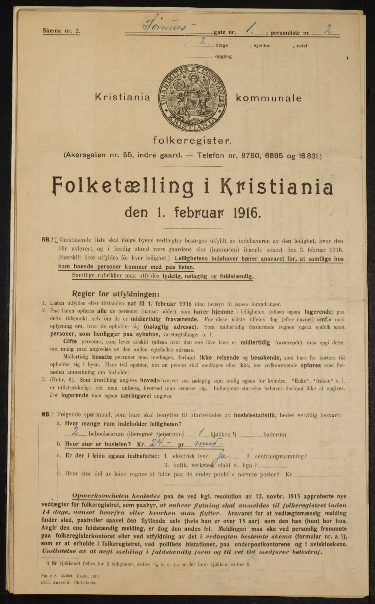 OBA, Kommunal folketelling 1.2.1916 for Kristiania, 1916, s. 109892