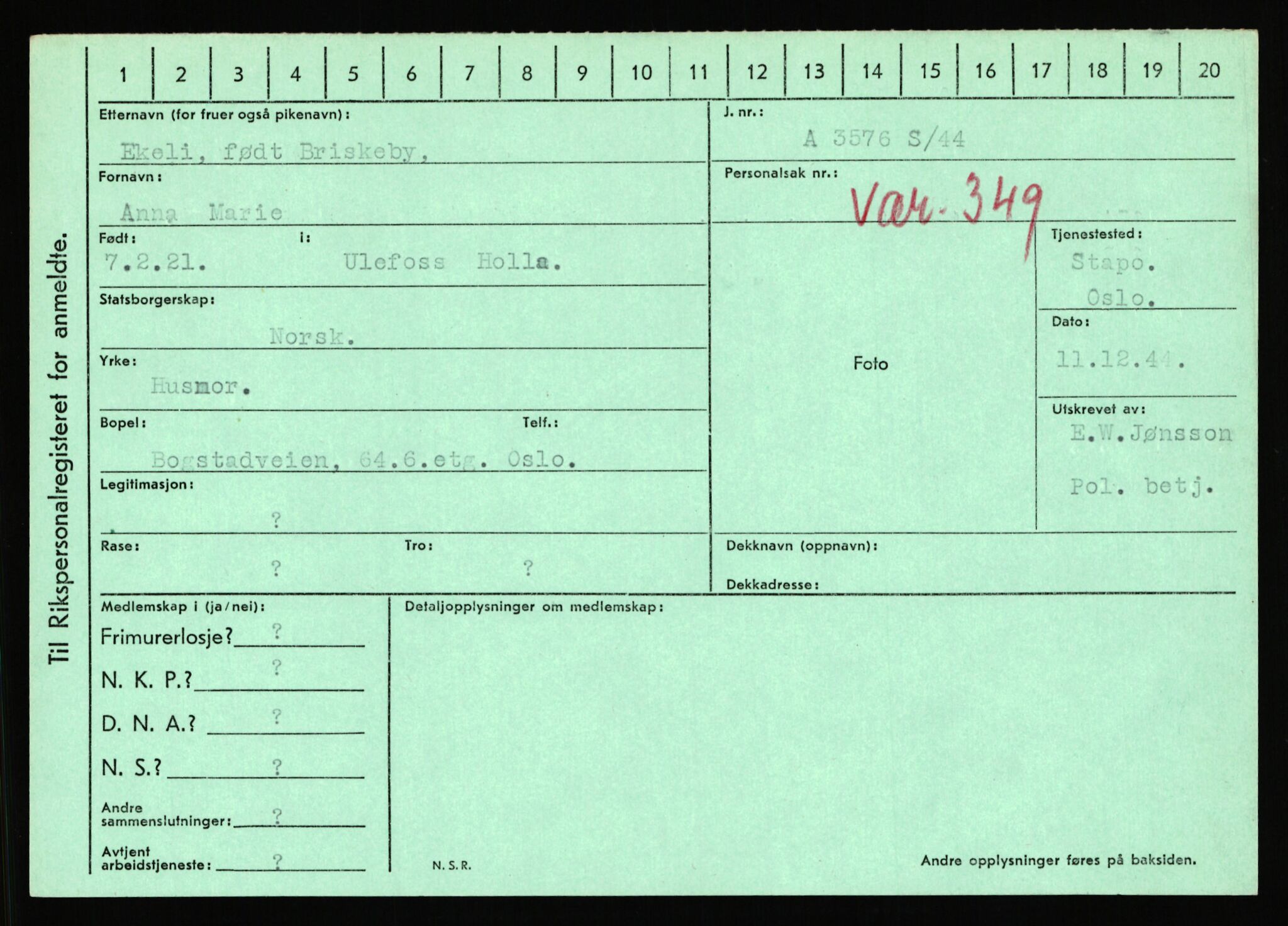 Statspolitiet - Hovedkontoret / Osloavdelingen, AV/RA-S-1329/C/Ca/L0004: Eid - funn av gjenstander	, 1943-1945, s. 407