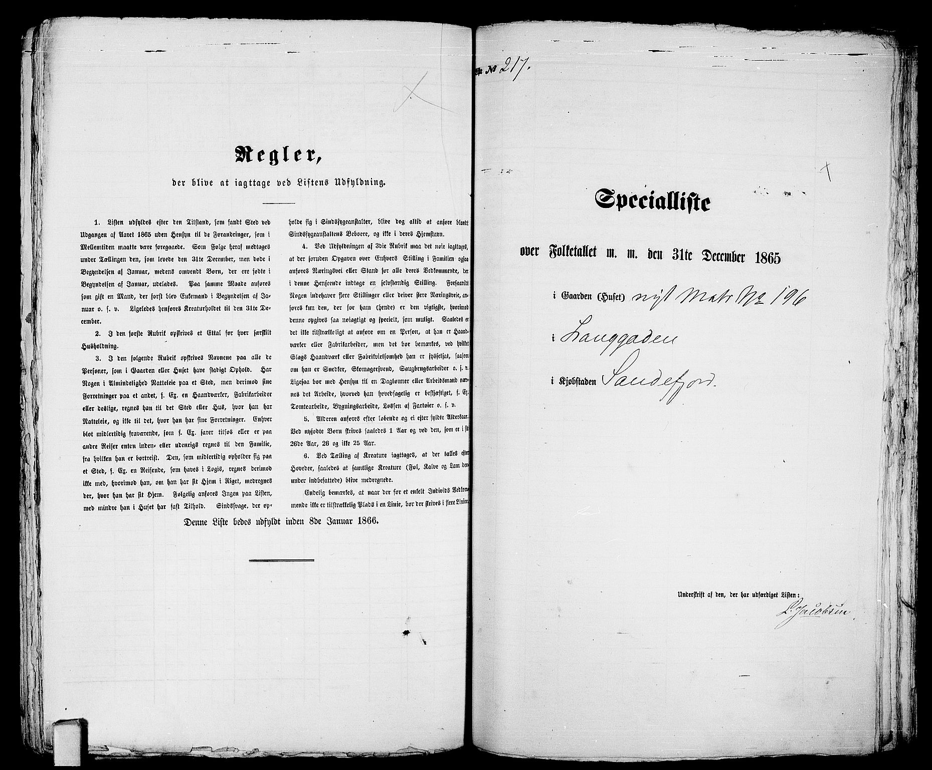 RA, Folketelling 1865 for 0706B Sandeherred prestegjeld, Sandefjord kjøpstad, 1865, s. 443