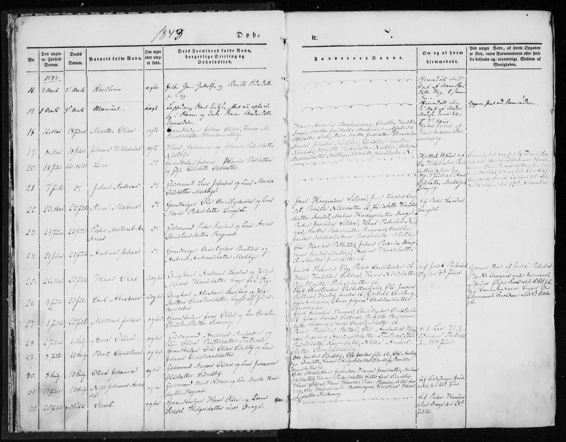 Ministerialprotokoller, klokkerbøker og fødselsregistre - Nordland, SAT/A-1459/847/L0666: Ministerialbok nr. 847A06, 1842-1871, s. 7