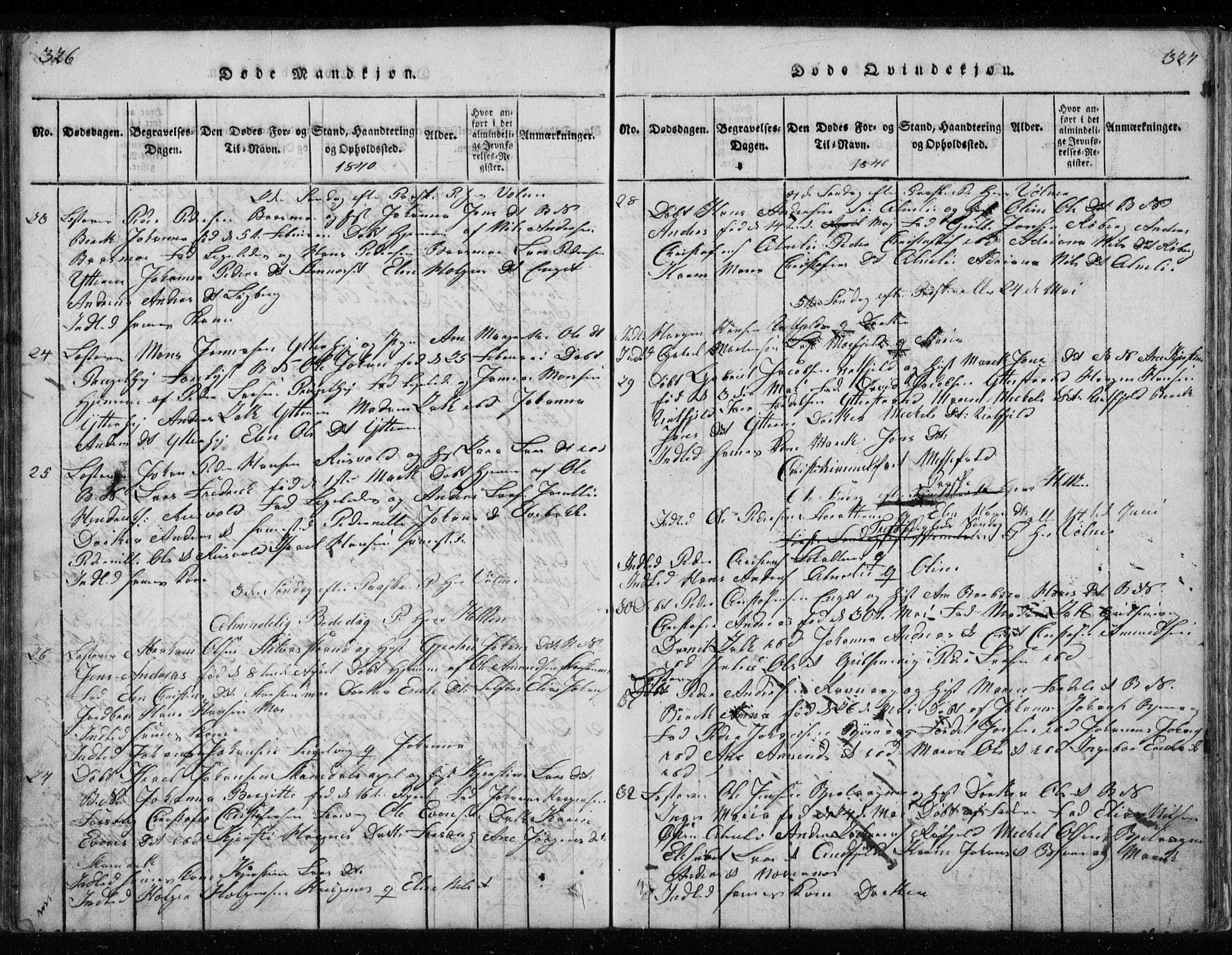 Ministerialprotokoller, klokkerbøker og fødselsregistre - Nordland, AV/SAT-A-1459/827/L0412: Klokkerbok nr. 827C01, 1820-1841, s. 326-327