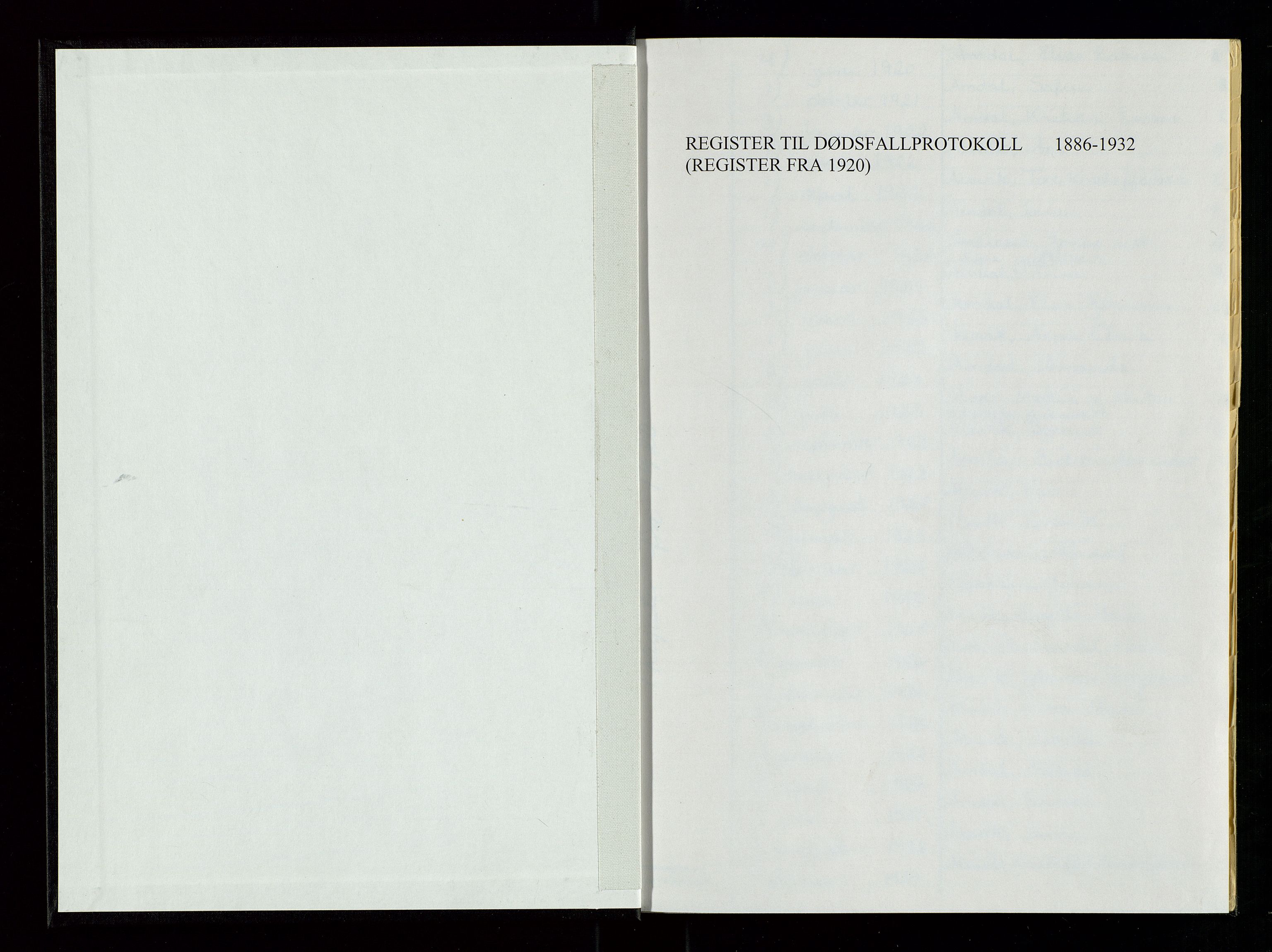 Strand og Forsand lensmannskontor, AV/SAST-A-100451/Gga/L0003: Register til dødsfallprotokoll nr. 2,4,5,6, 1920-1963, s. 2