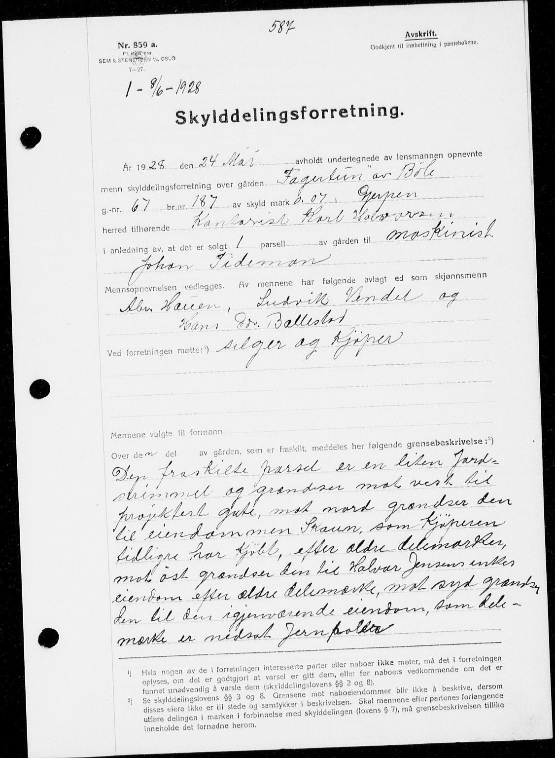 Gjerpen sorenskriveri, SAKO/A-216/G/Ga/Gaa/L0048: Pantebok nr. I 48 og 50-51, 1926-1928, Tingl.dato: 08.06.1928