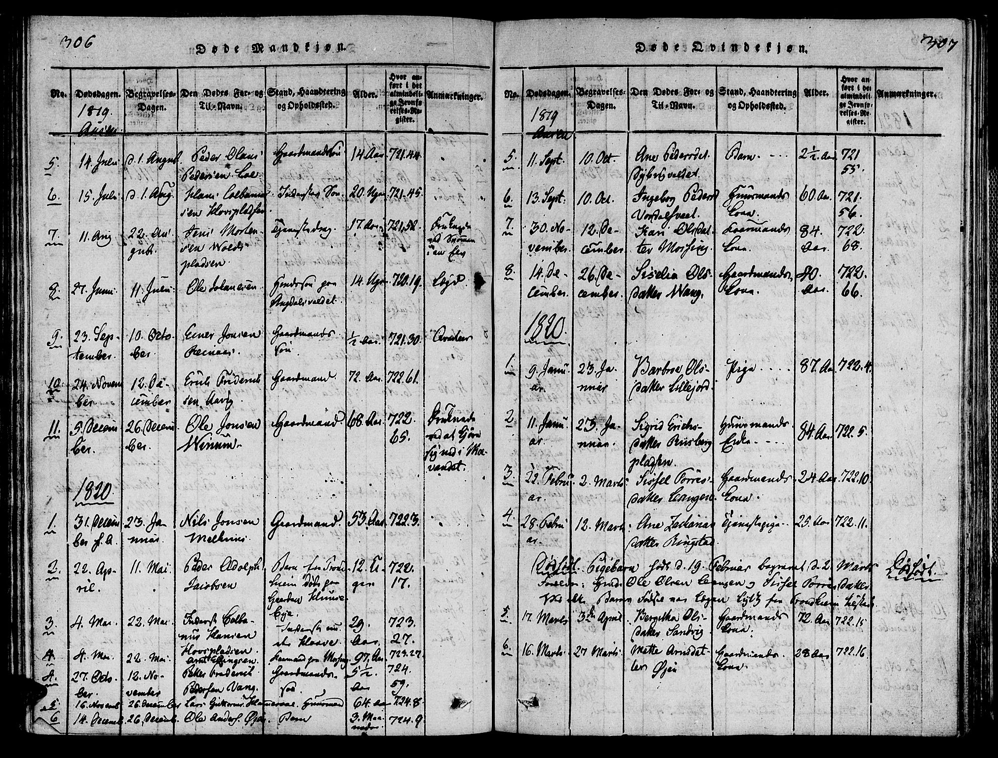 Ministerialprotokoller, klokkerbøker og fødselsregistre - Nord-Trøndelag, AV/SAT-A-1458/713/L0112: Ministerialbok nr. 713A04 /2, 1817-1827, s. 306-307