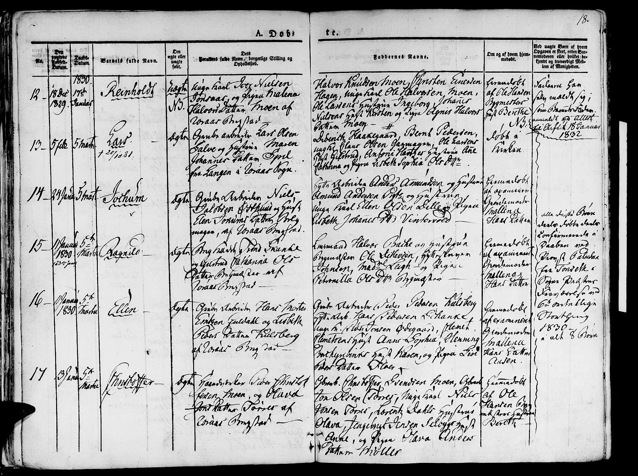Ministerialprotokoller, klokkerbøker og fødselsregistre - Sør-Trøndelag, AV/SAT-A-1456/681/L0930: Ministerialbok nr. 681A08, 1829-1844, s. 18