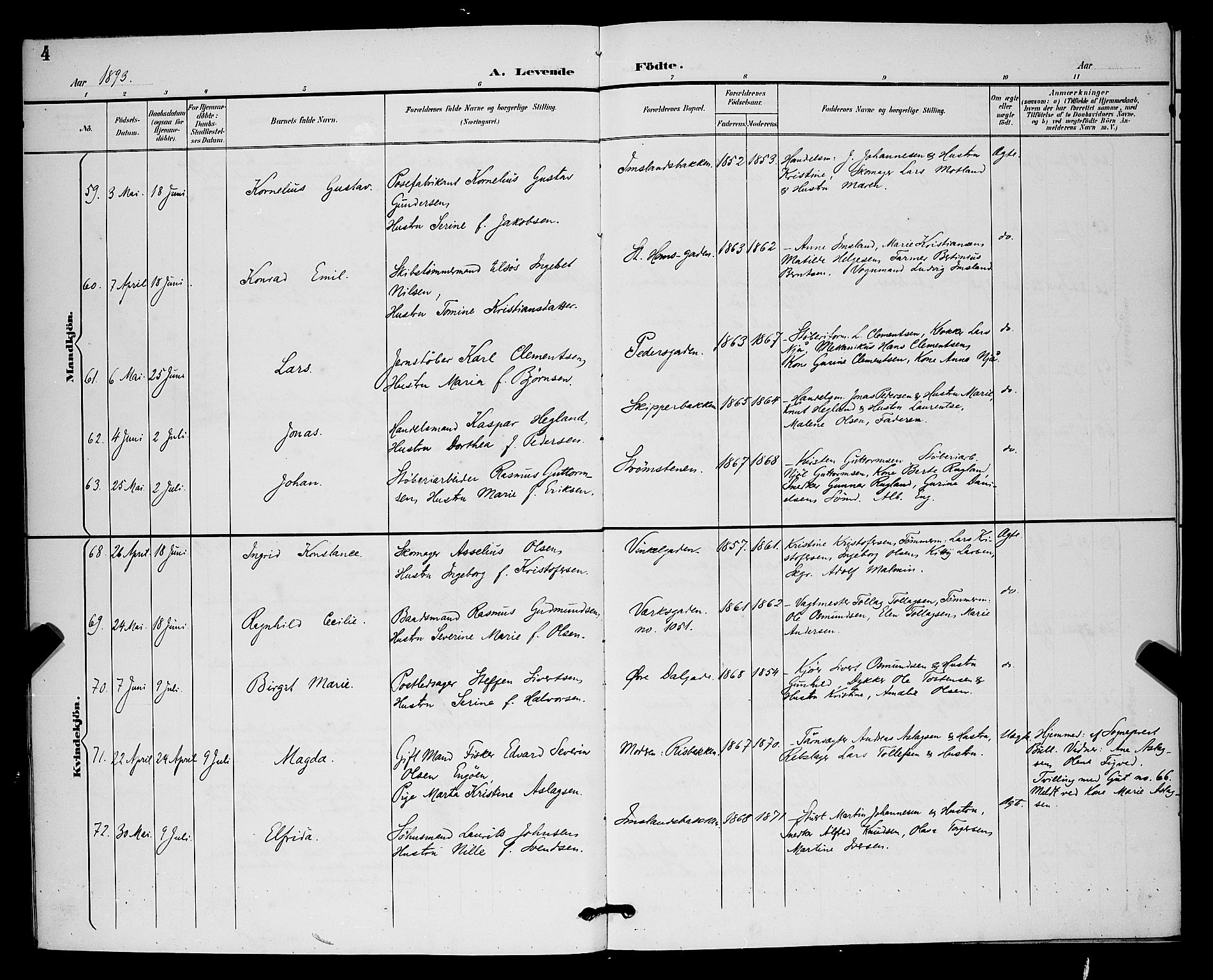 St. Johannes sokneprestkontor, AV/SAST-A-101814/001/30/30BB/L0003: Klokkerbok nr. B 3, 1893-1900, s. 4