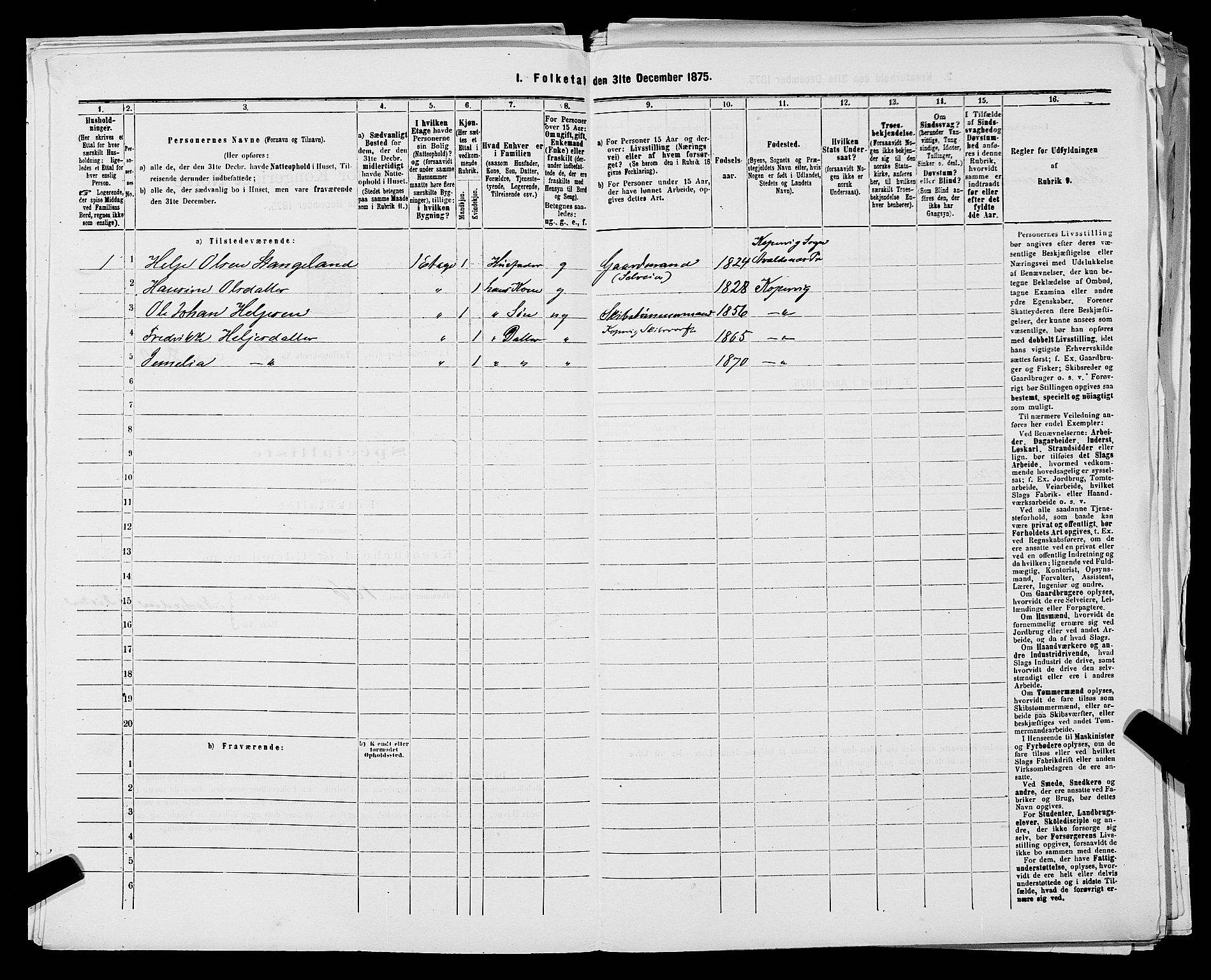 SAST, Folketelling 1875 for 1105B Avaldsnes prestegjeld, Kopervik ladested, 1875, s. 22