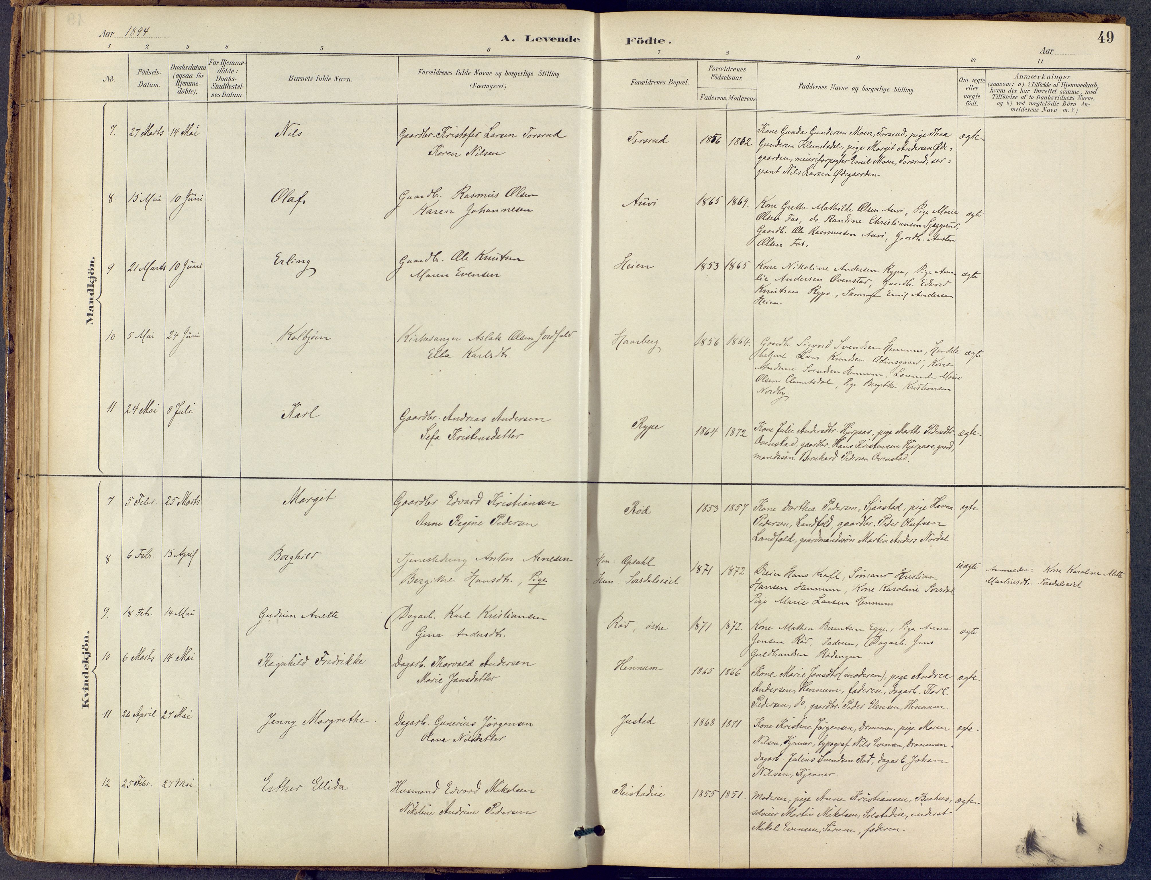 Lier kirkebøker, AV/SAKO-A-230/F/Fb/L0001: Ministerialbok nr. II 1, 1883-1910, s. 49