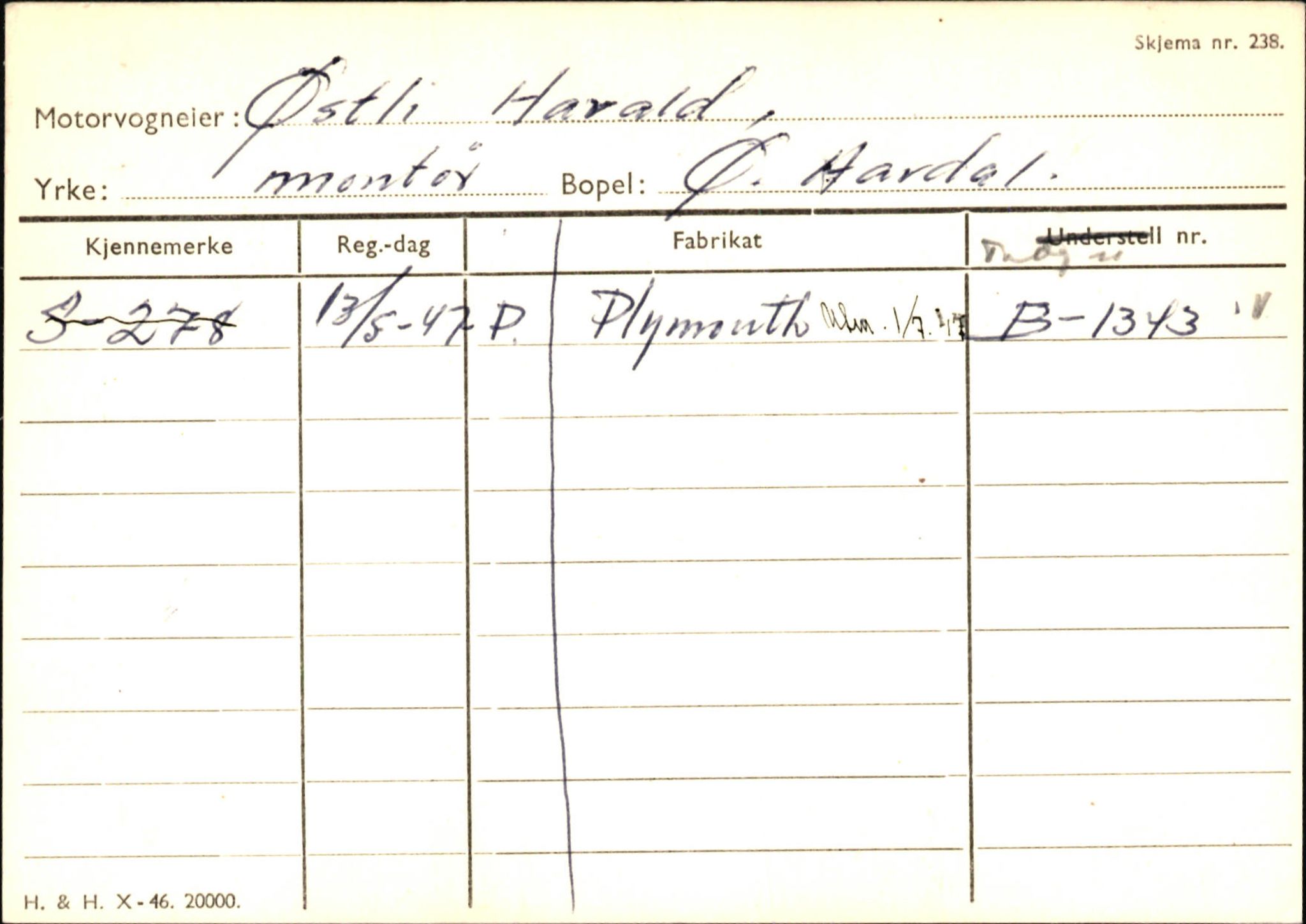 Statens vegvesen, Sogn og Fjordane vegkontor, SAB/A-5301/4/F/L0146: Registerkort Årdal R-Å samt diverse kort, 1945-1975, s. 1619