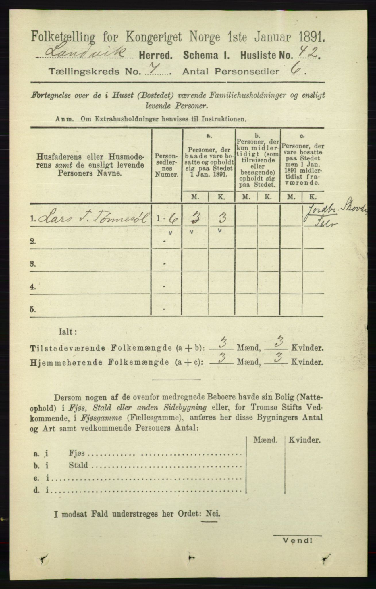 RA, Folketelling 1891 for 0924 Landvik herred, 1891, s. 2766