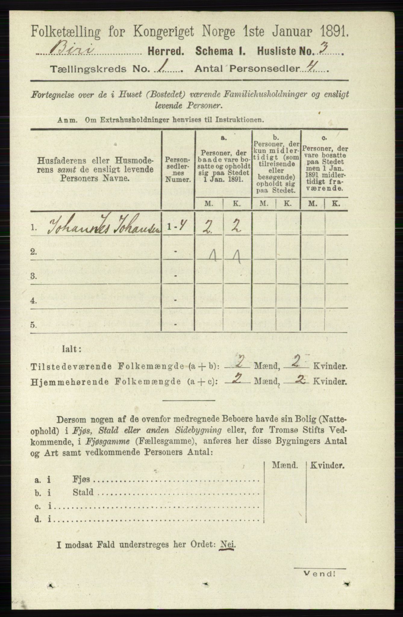 RA, Folketelling 1891 for 0525 Biri herred, 1891, s. 38