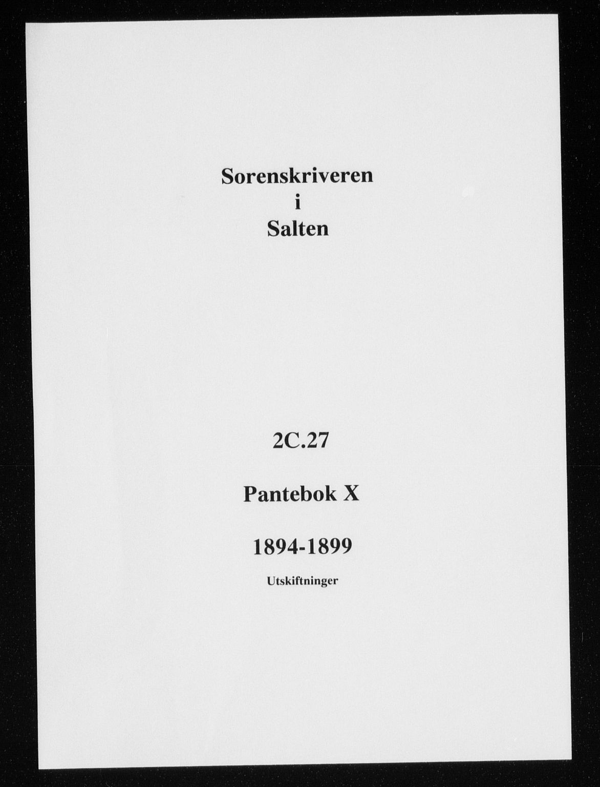 Salten sorenskriveri, SAT/A-4578/1/2/2C/L0027: Pantebok nr. X, 1894-1899