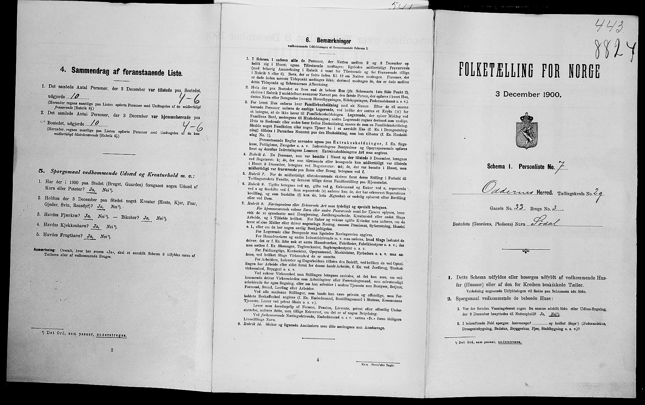 SAK, Folketelling 1900 for 1012 Oddernes herred, 1900, s. 79