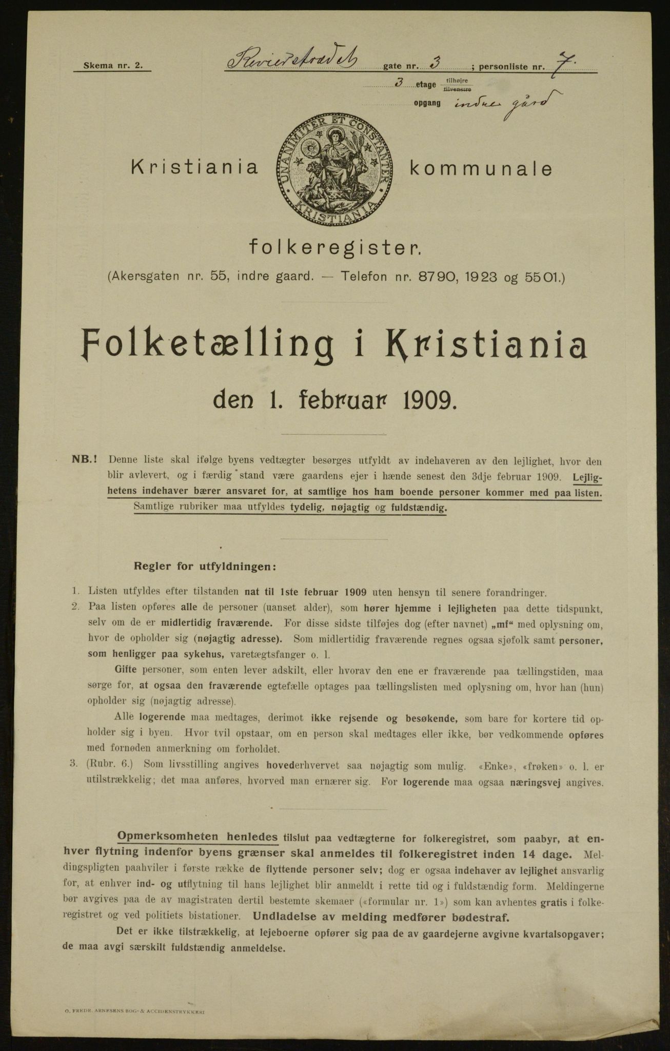 OBA, Kommunal folketelling 1.2.1909 for Kristiania kjøpstad, 1909, s. 75148