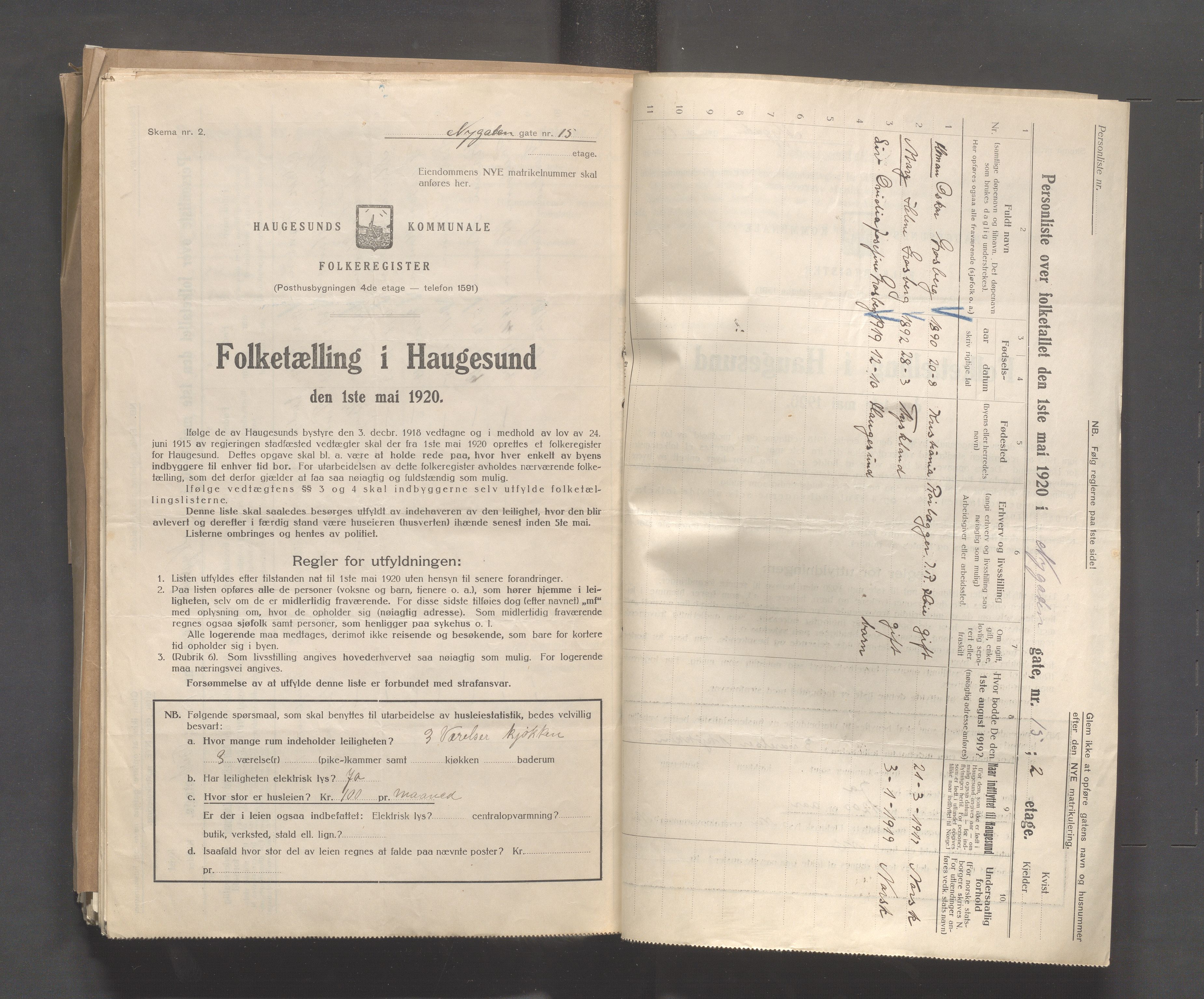 IKAR, Kommunal folketelling 1.5.1920 for Haugesund, 1920, s. 3034