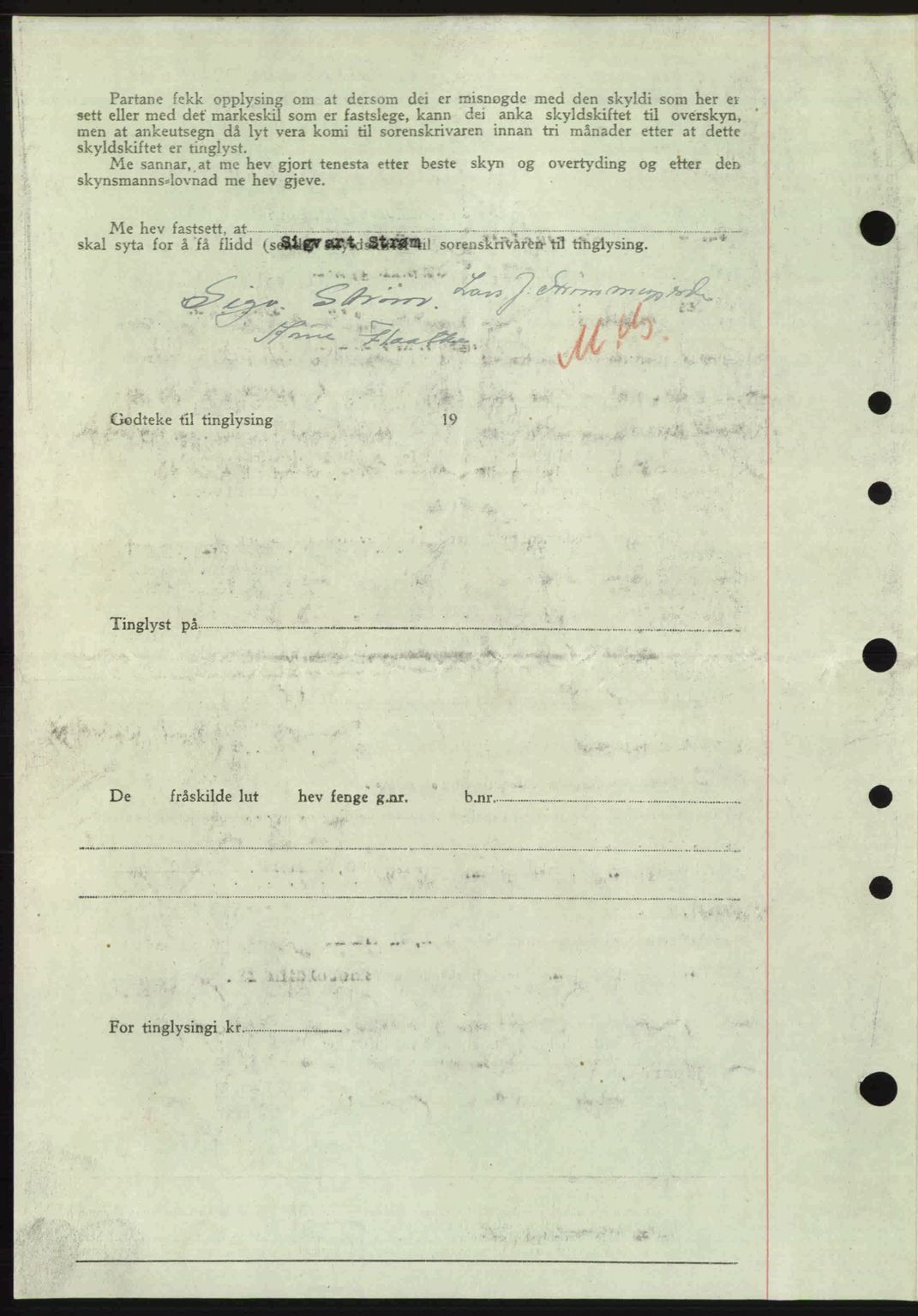 Nordre Sunnmøre sorenskriveri, AV/SAT-A-0006/1/2/2C/2Ca: Pantebok nr. A23, 1946-1947, Dagboknr: 105/1947