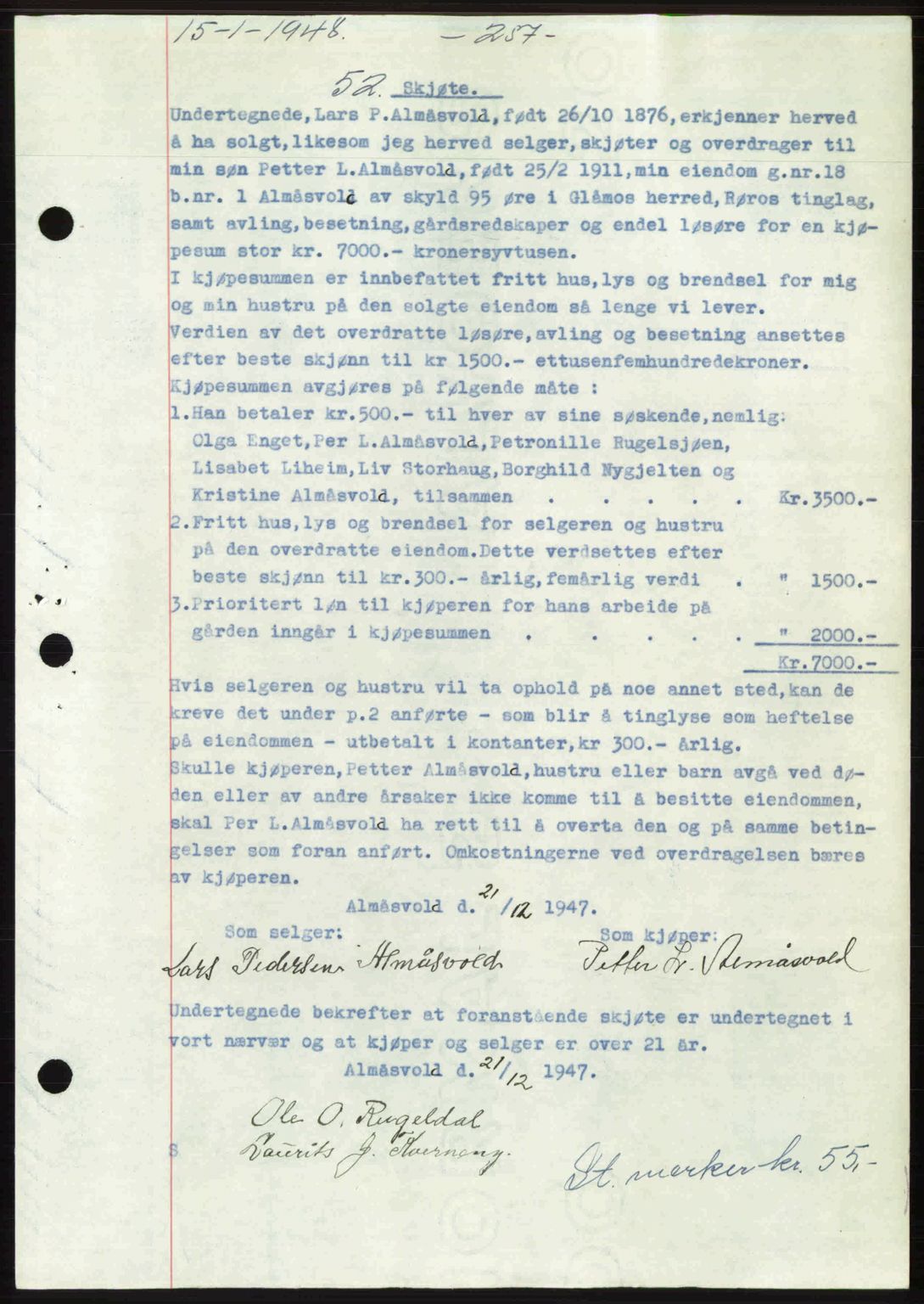 Gauldal sorenskriveri, SAT/A-0014/1/2/2C: Pantebok nr. A5, 1947-1948, Dagboknr: 52/1948
