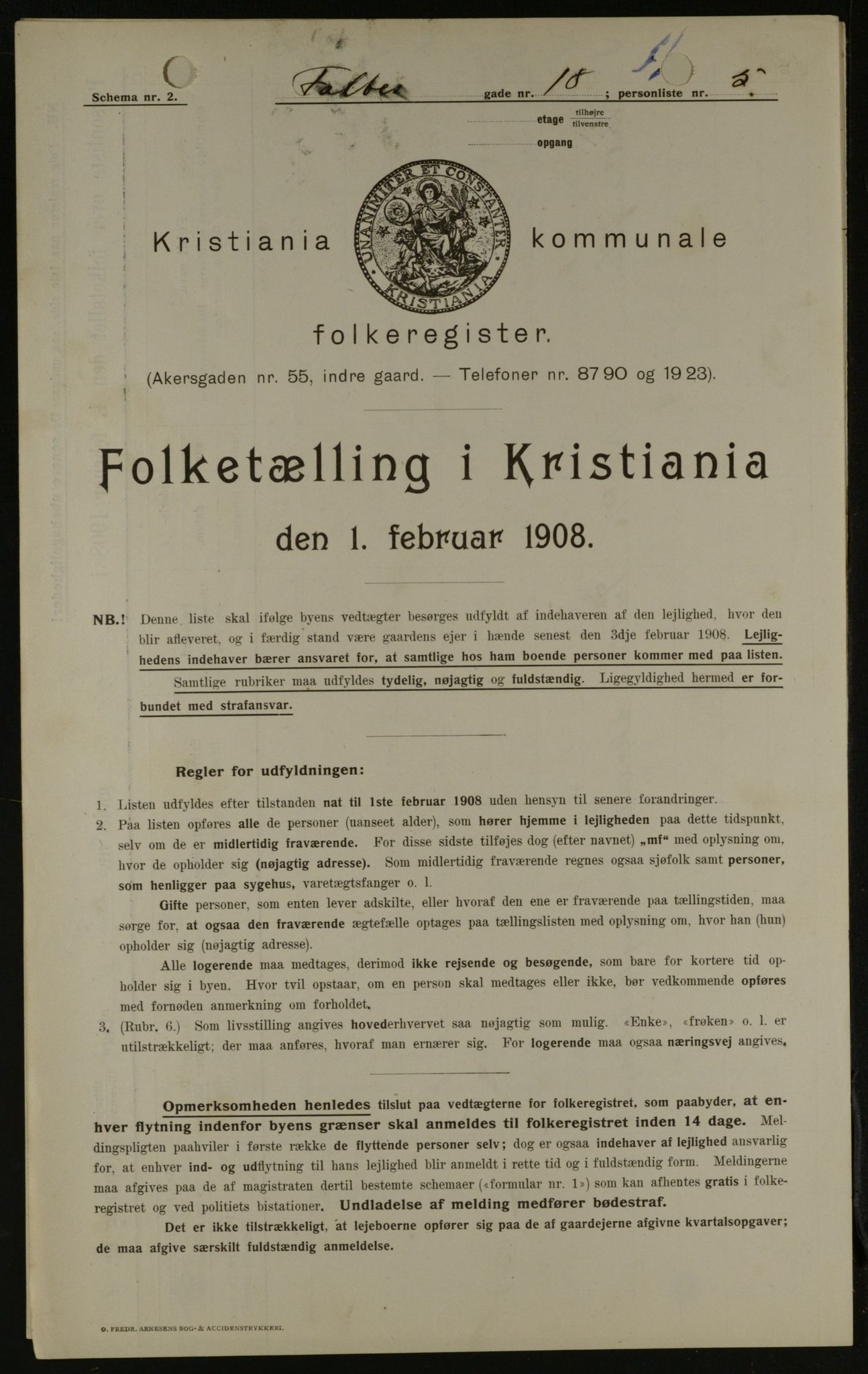 OBA, Kommunal folketelling 1.2.1908 for Kristiania kjøpstad, 1908, s. 21131