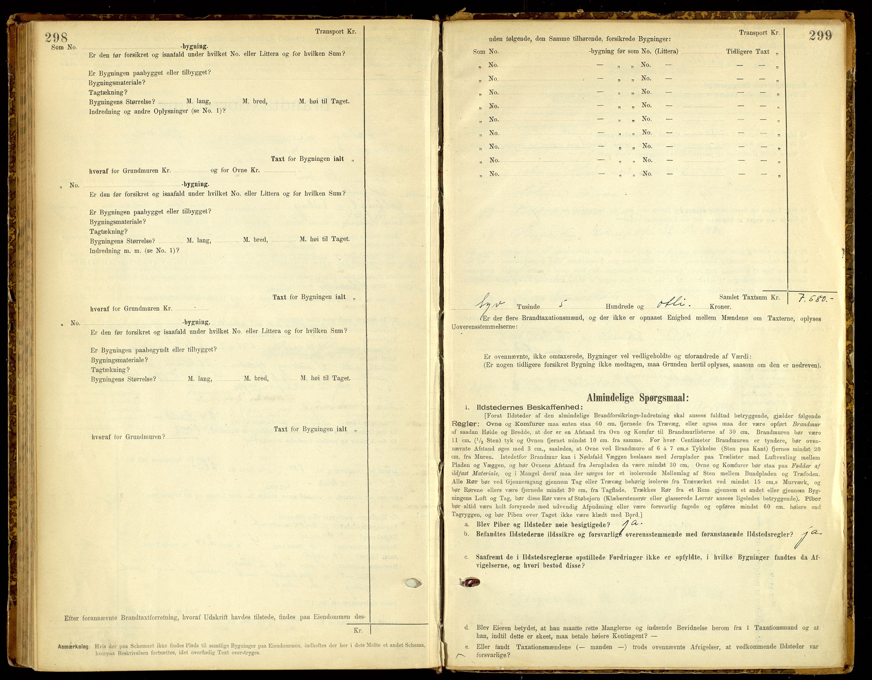 Norges Brannkasse, Fåberg, SAH/NBRANF-041/F/L0005: Branntakstprotokoll, 1895-1935, s. 298-299