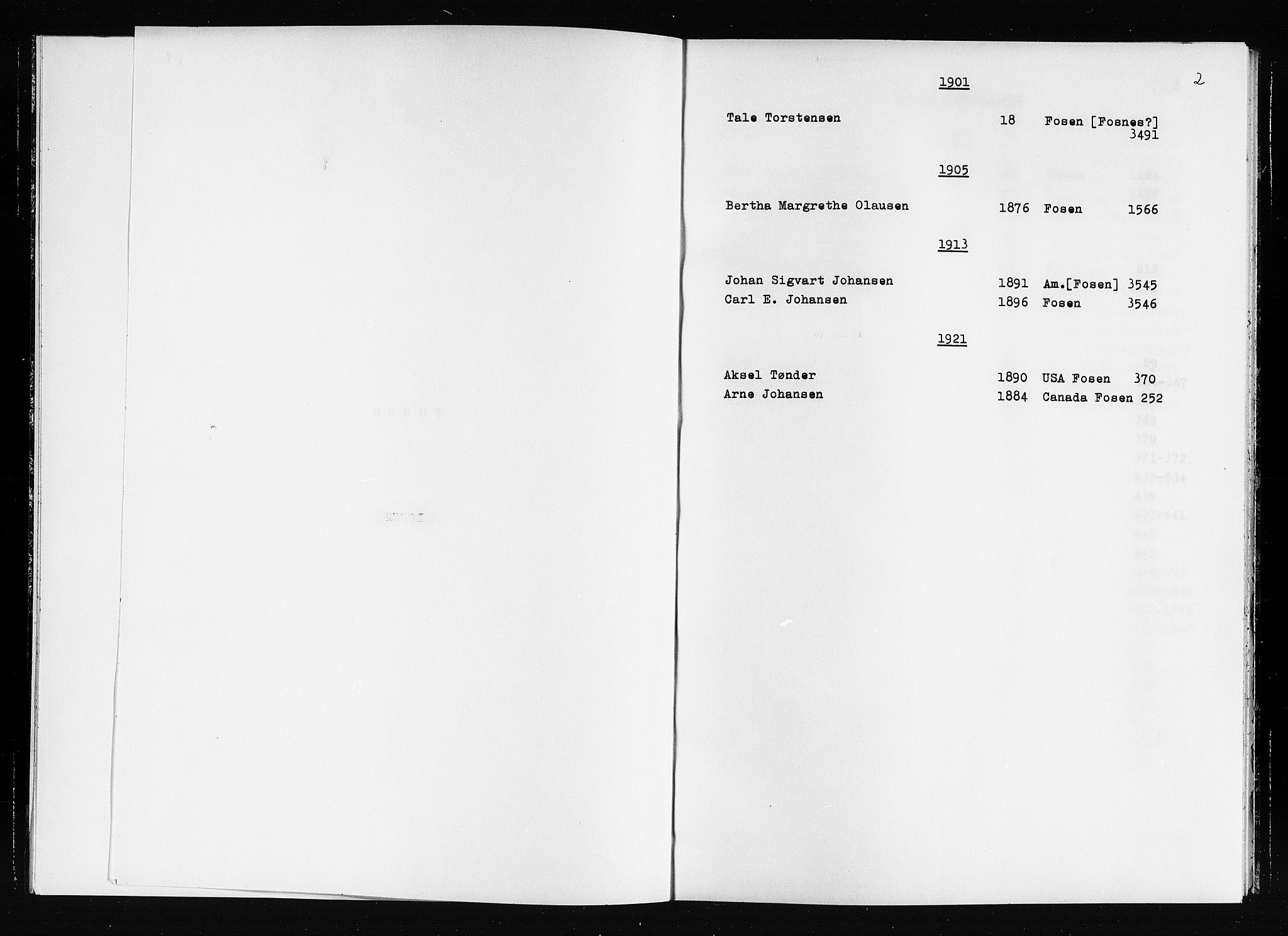 Trondheim politikammer, AV/SAT-A-1887/1/32/L0019/0018: Statsarkivet i Trondheims registre til emigrantprotokollene / Topografisk register over emigranter fra Fosen, 1867-1925